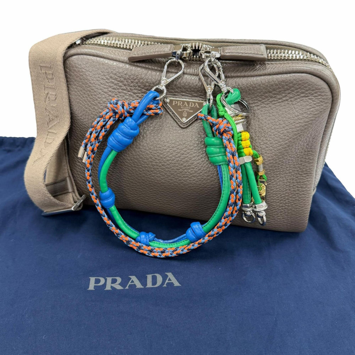 Prada Grayish Leather Shoulder Bag (Pre-Owned)