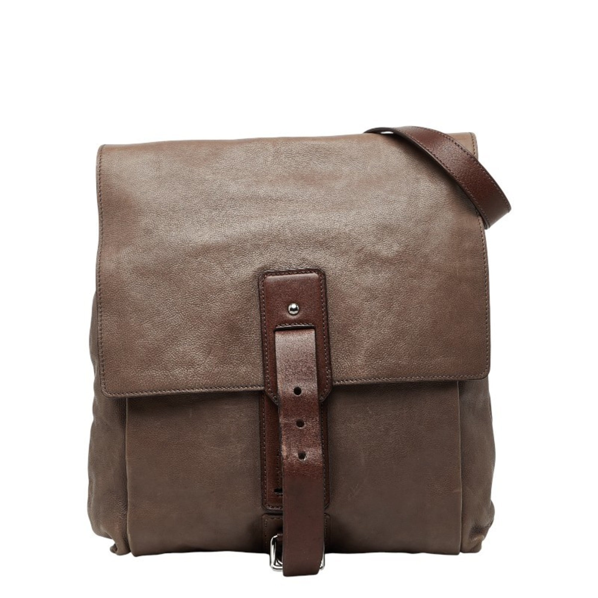 Prada Brown Leather Shoulder Bag (Pre-Owned)