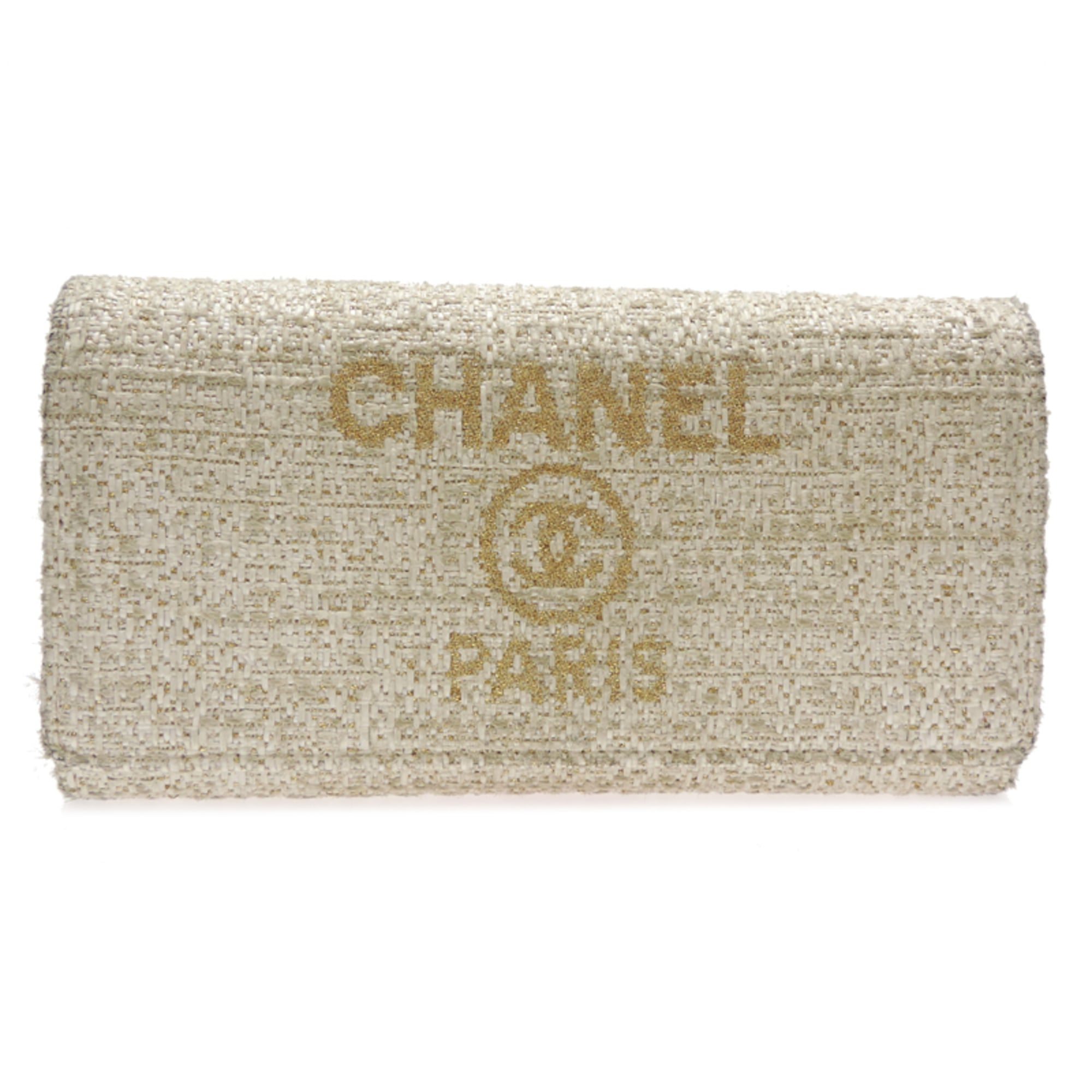 Chanel Beige Tweed Long Wallet (Bi-Fold) (Pre-Owned)