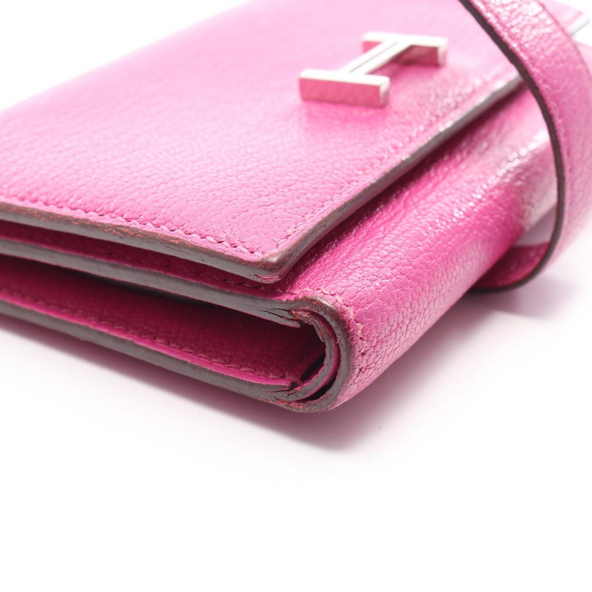 Hermes Pink Chevre Leather Wallet (Tri-Fold) (Pre-Owned)