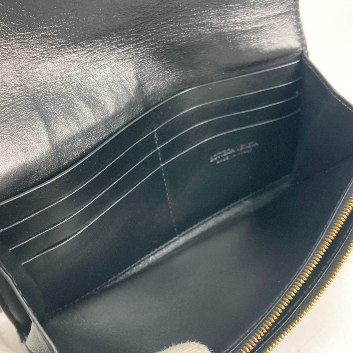 Bottega Veneta Black Leather Long Wallet (Bi-Fold) (Pre-Owned)
