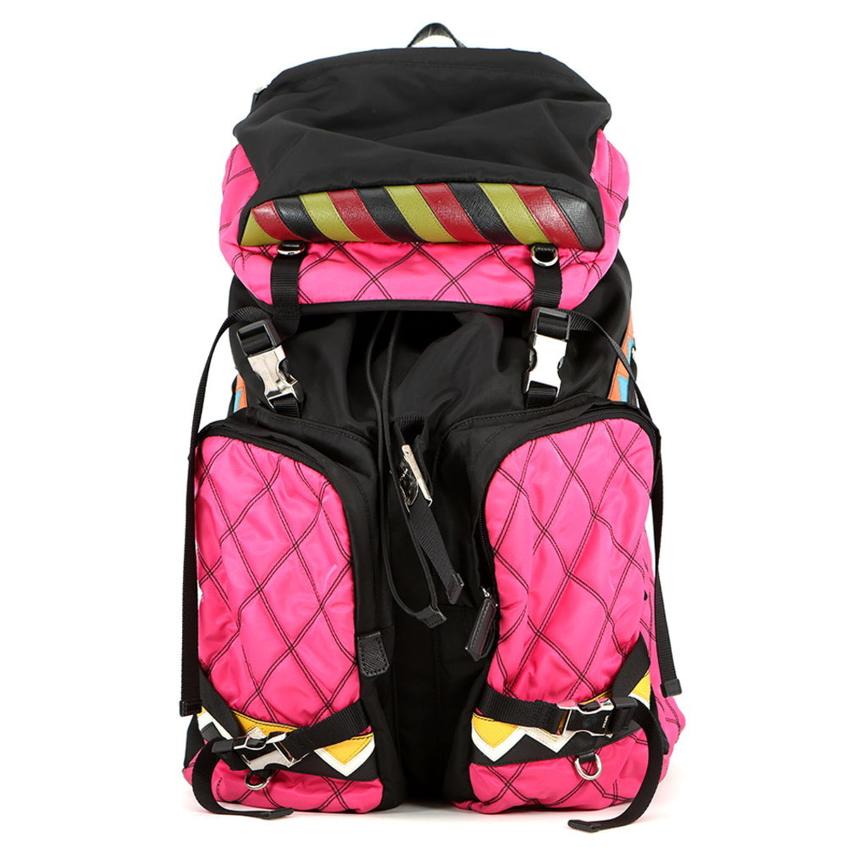 Prada Black Multi-Color Nylon Leather Backpack (Pre-Owned)