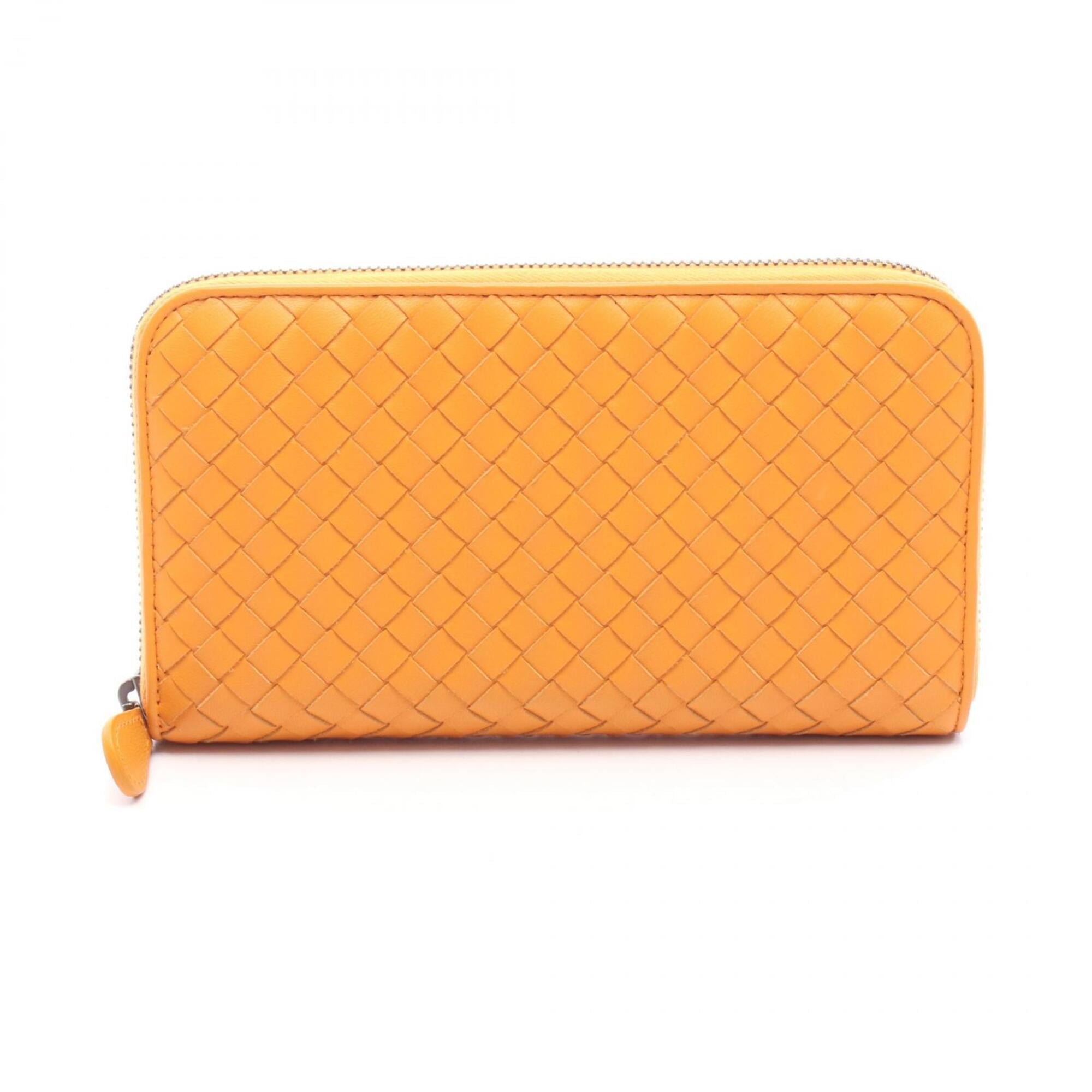 Bottega Veneta Orange Leather Long Wallet (Bi-Fold) (Pre-Owned)