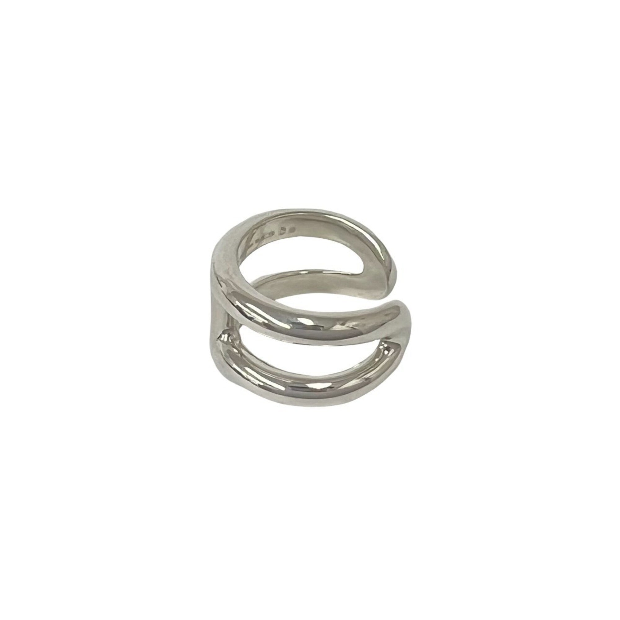 Hermes Silver Silver 925 Band Ring (Pre-Owned)