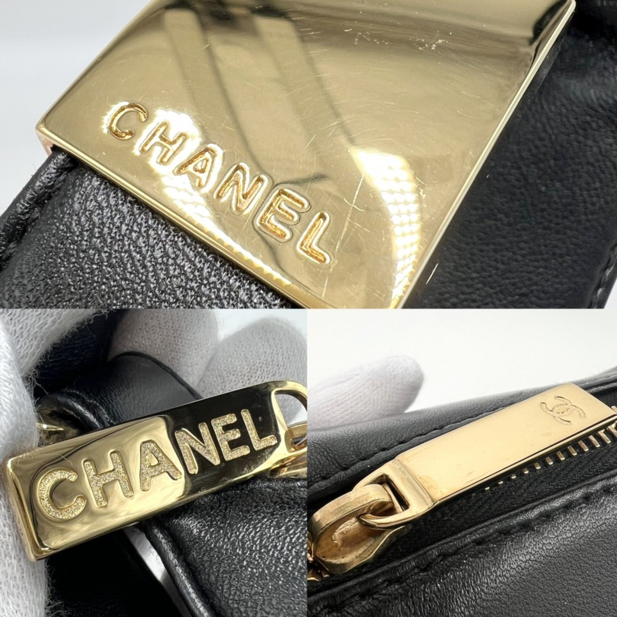 Chanel Black Leather Handbag Shoulder Bag (Pre-Owned)