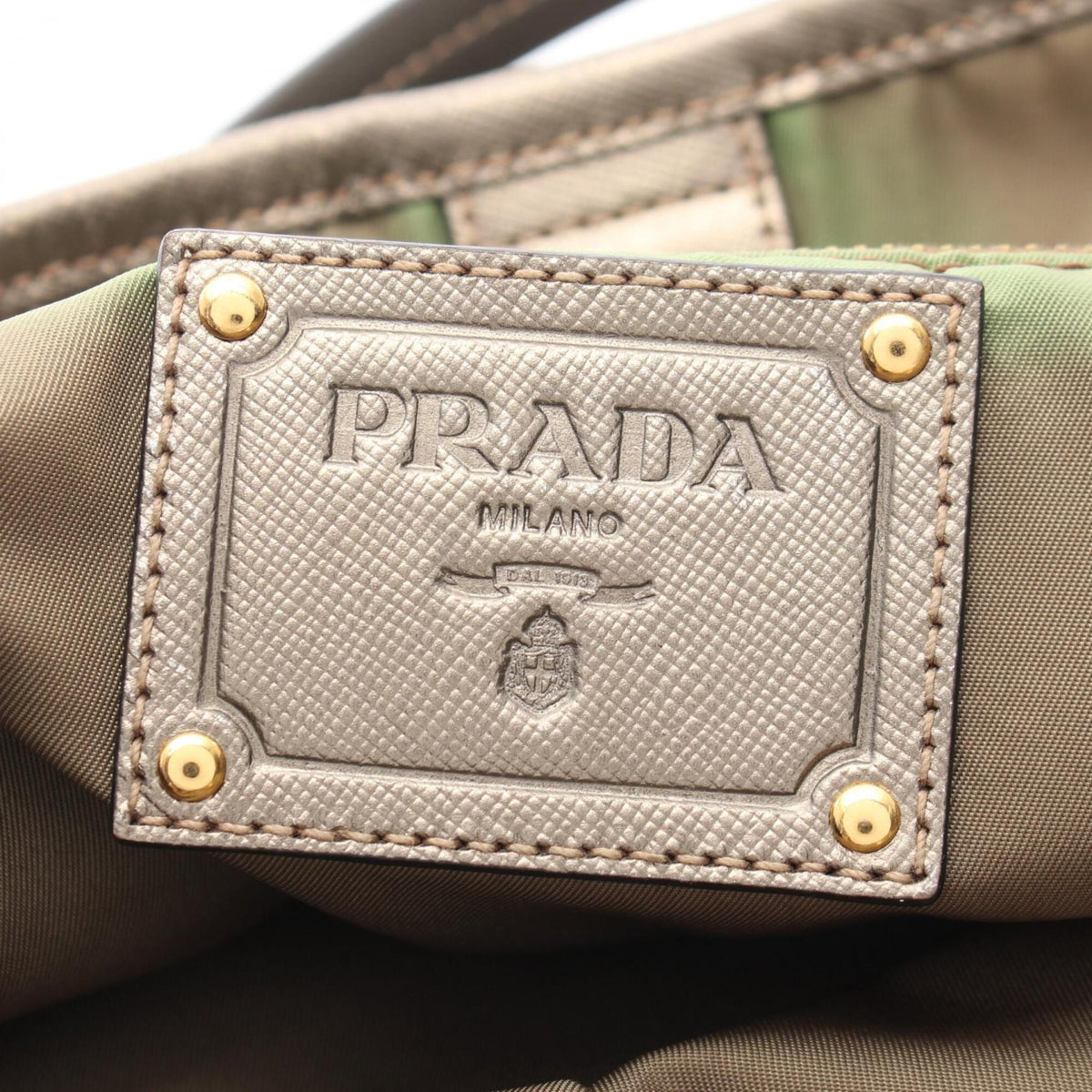 Prada Saffiano Gray Nylon Leather Handbag Tote Bag (Pre-Owned)