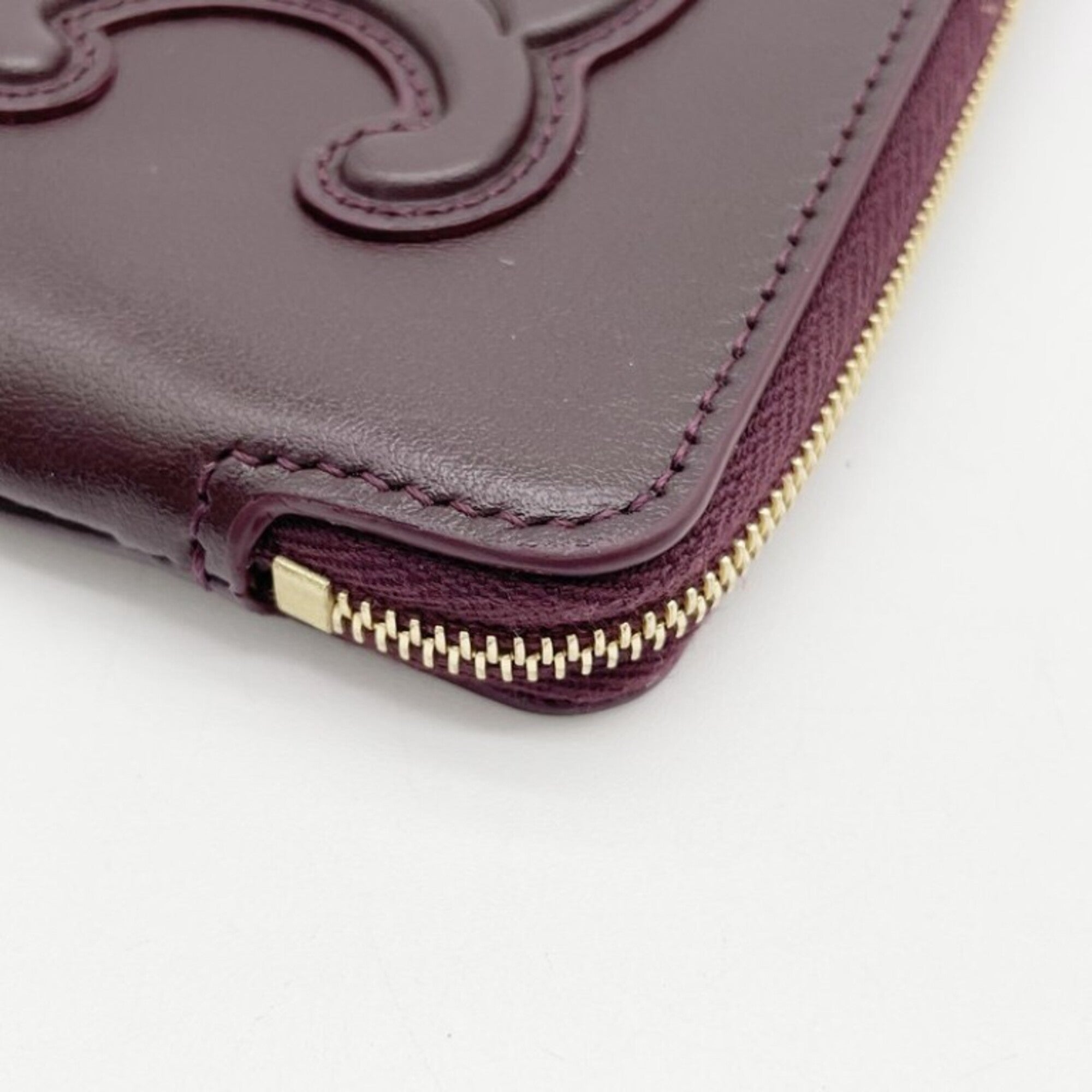 Celine Bordeaux Leather Coin Purse/Coin Case (Pre-Owned)