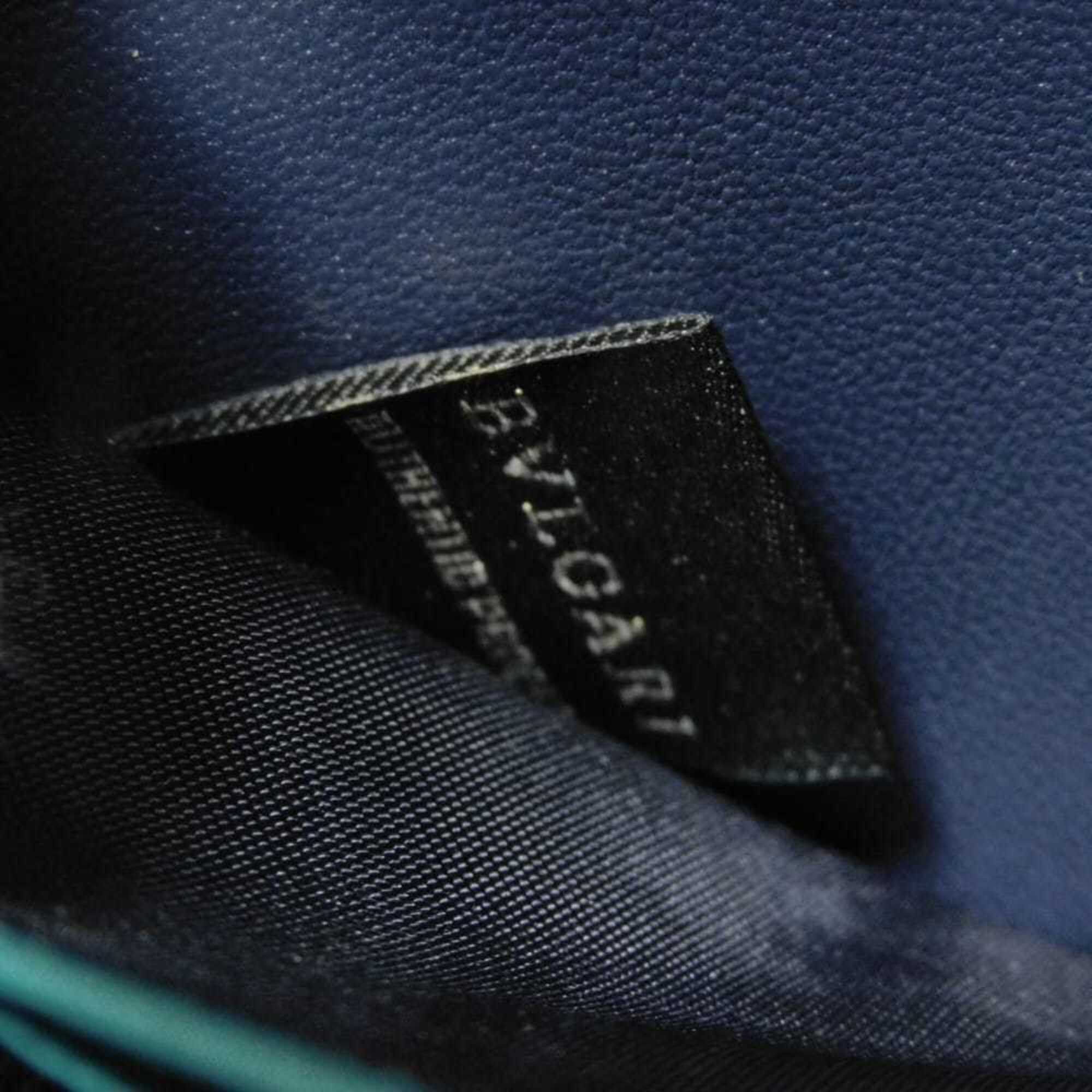 Bvlgari Blue Leather Long Wallet (Bi-Fold) (Pre-Owned)
