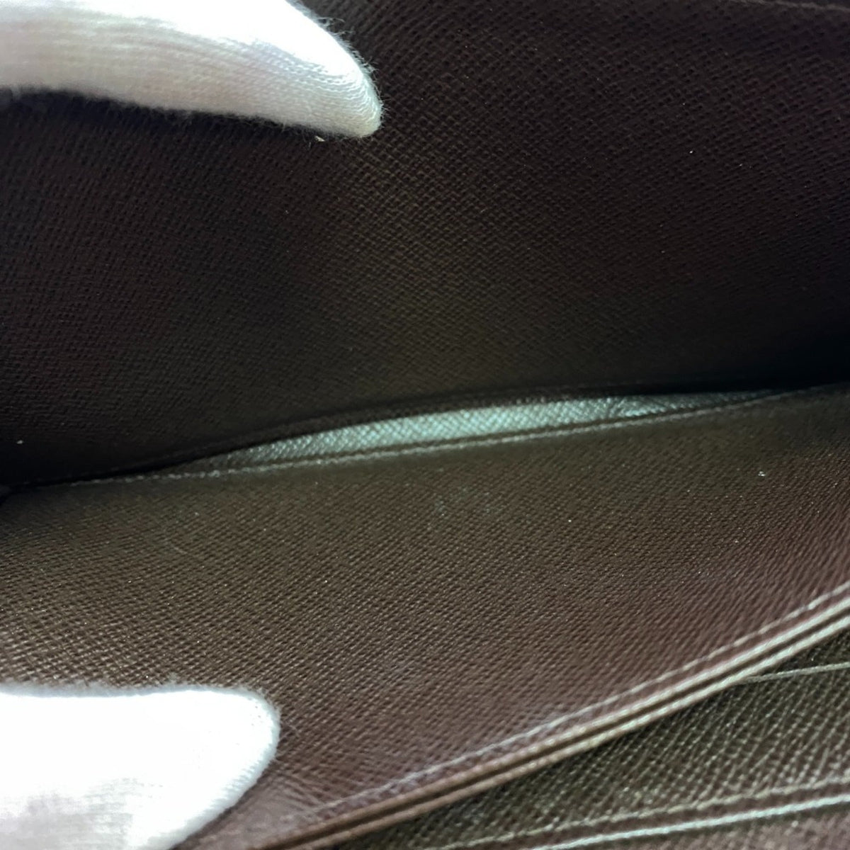 Louis Vuitton Damier Brown Leather Long Wallet (Bi-Fold) (Pre-Owned)