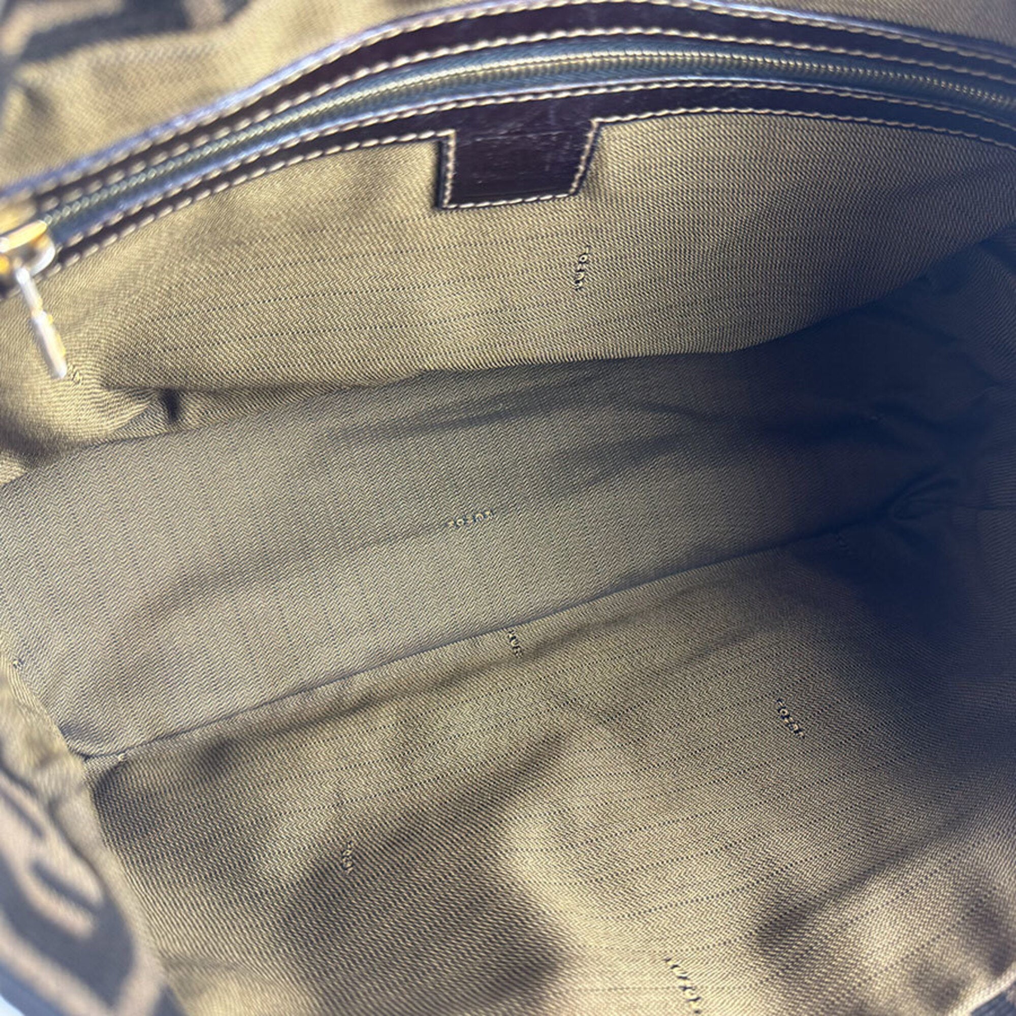 Fendi Brown Nylon Canvas Leather Handbag (Pre-Owned)