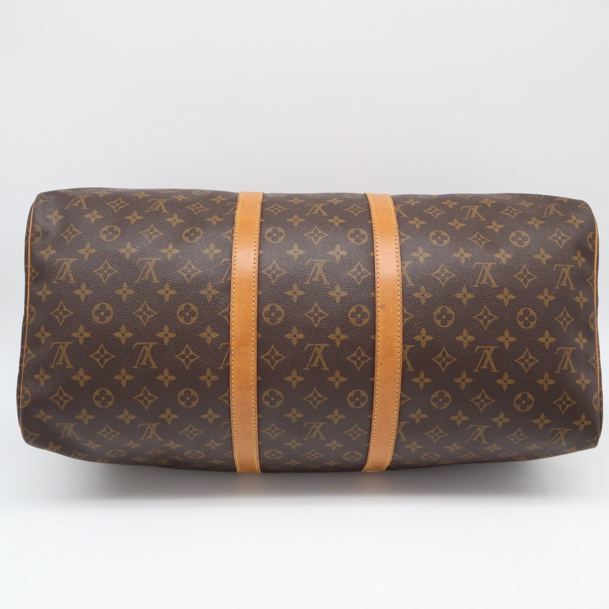 Louis Vuitton Monogram Beige Brown Coated Canvas Leather Boston Bag (Pre-Owned)