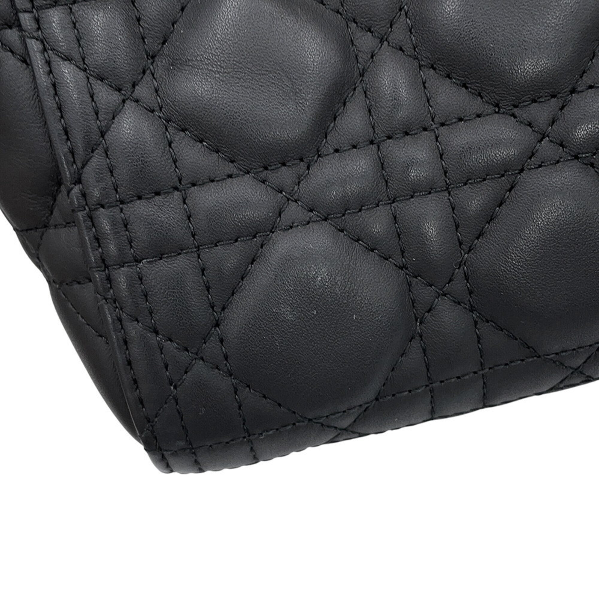 Christian Dior Lady Dior Black Leather Handbag (Pre-Owned)