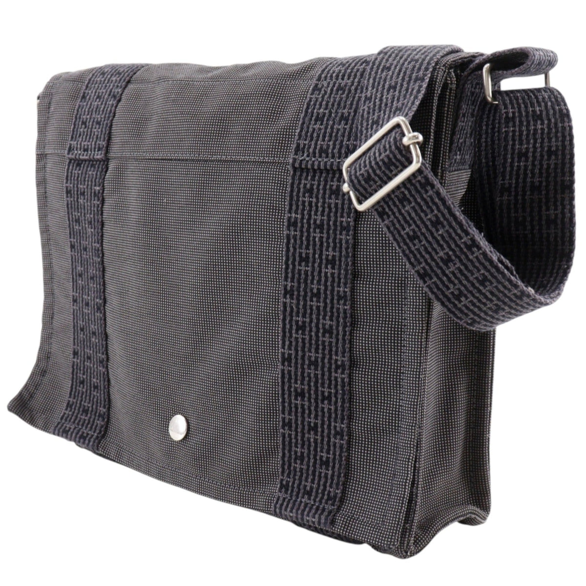 Hermes Her Line Gray Nylon Canvas Shoulder Bag (Pre-Owned)