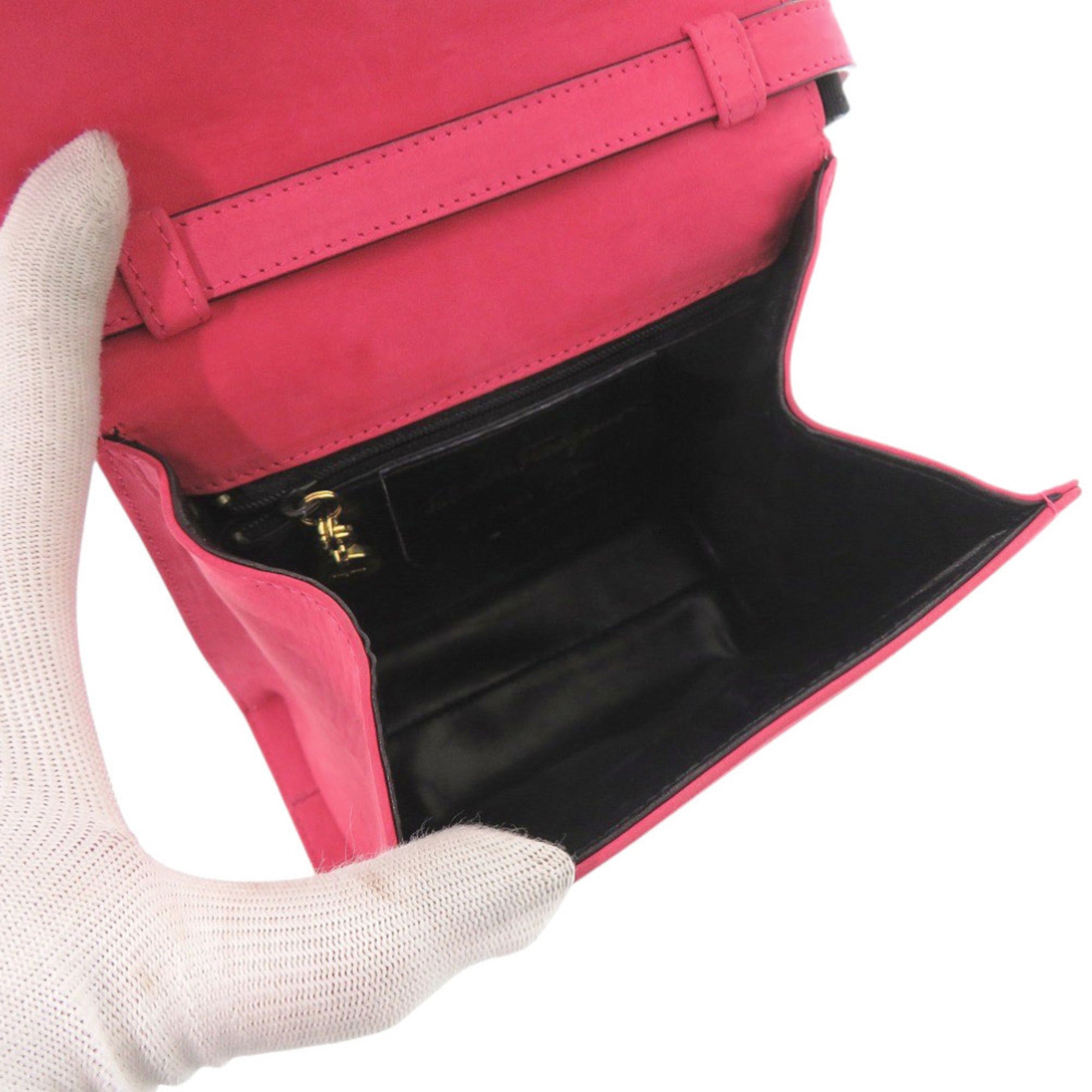 Salvatore Ferragamo Pink Suede Handbag Shoulder Bag (Pre-Owned)