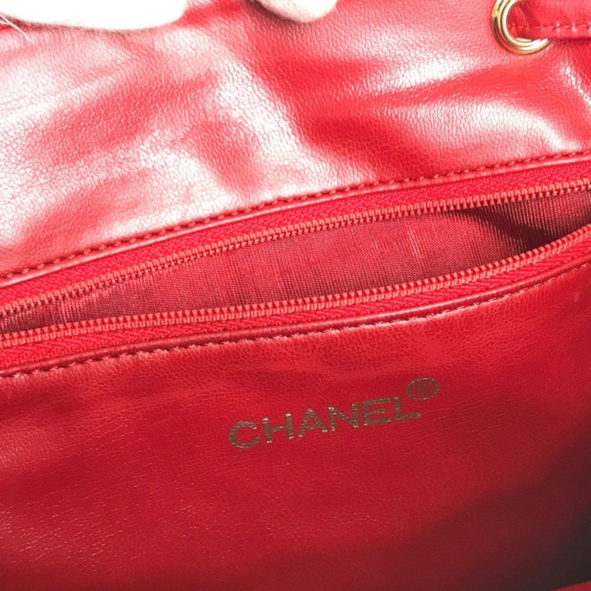 Chanel Gold Red Color Canvas Backpack (Pre-Owned)