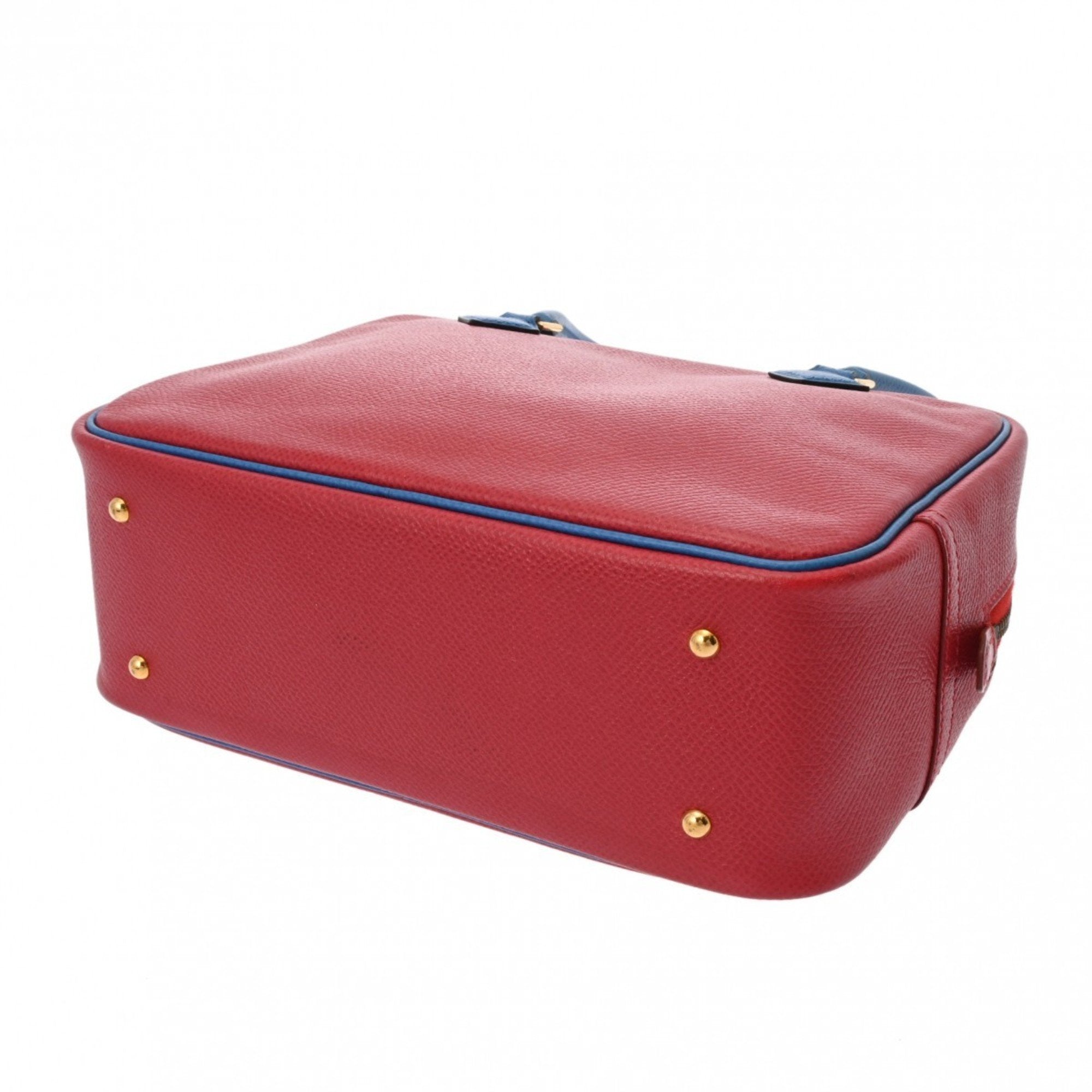 Hermes Blue Red Color Courchevel Leather Handbag (Pre-Owned)
