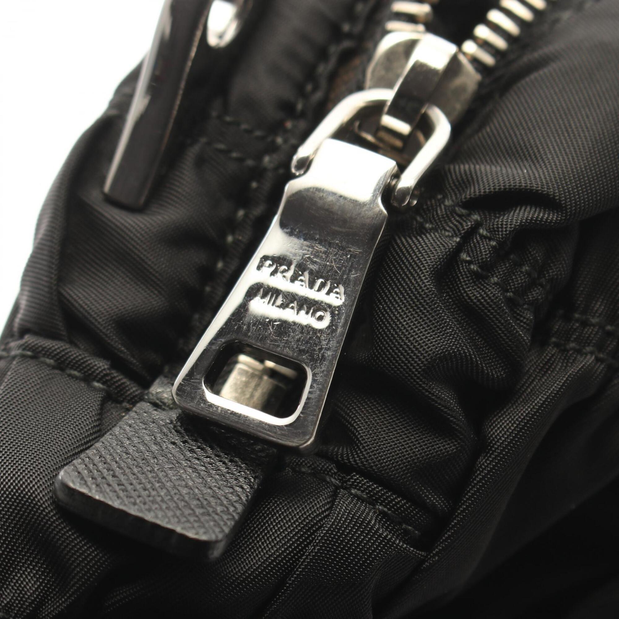 Prada Black Nylon Leather Handbag (Pre-Owned)