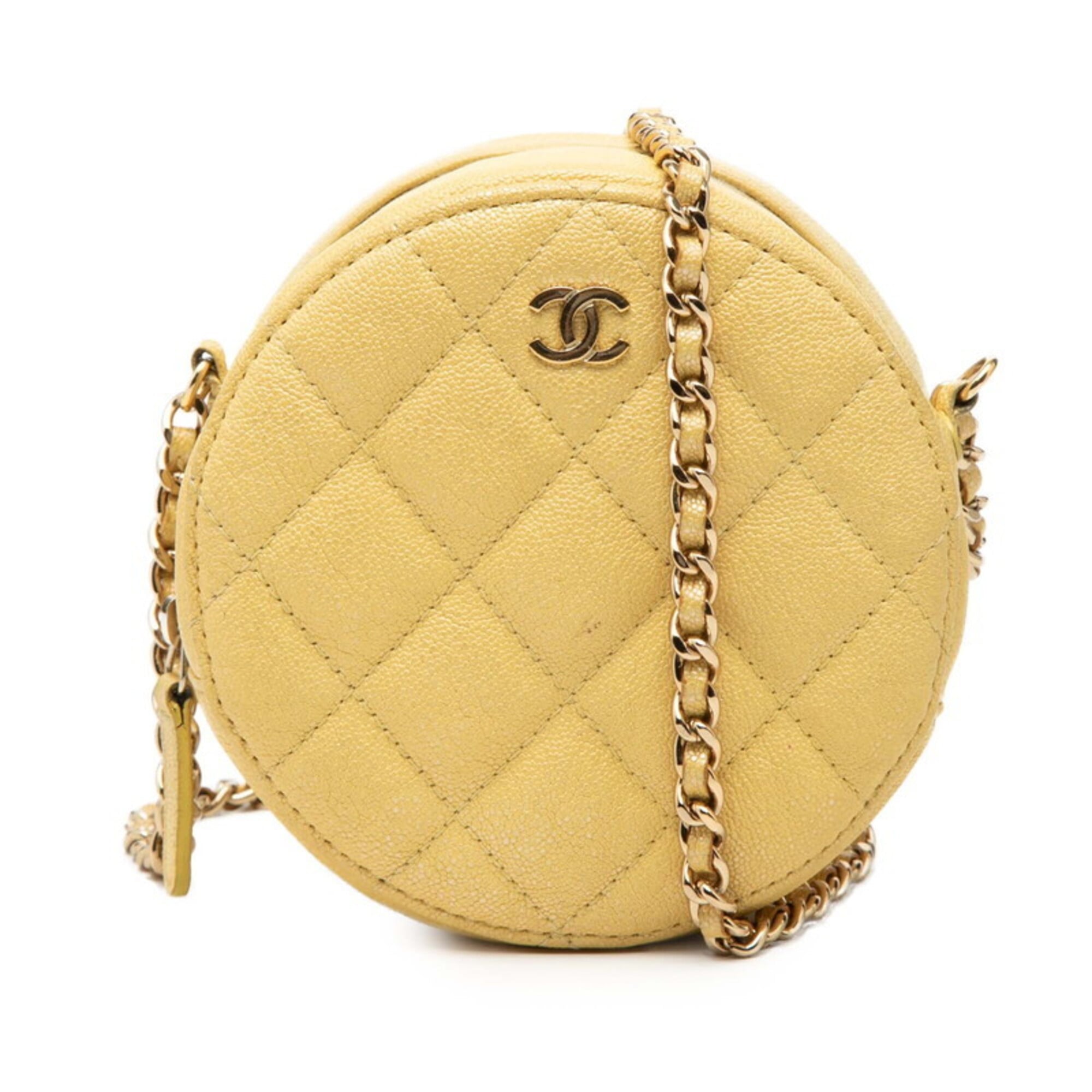 Chanel Yellow Grained Calfskin Shoulder Bag (Pre-Owned)