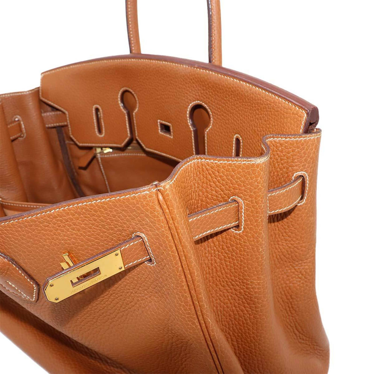 Hermes Birkin Gold Taurillon Clemence Leather Handbag (Pre-Owned)