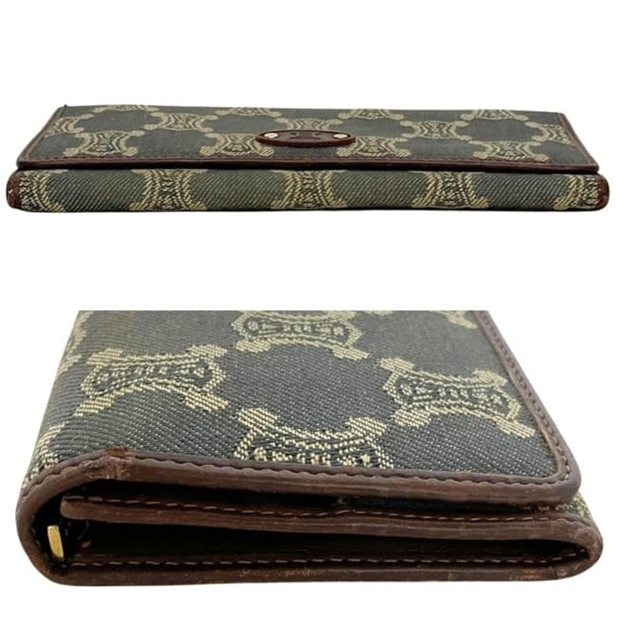 Celine Blue Brown Denim Leather Long Wallet (Bi-Fold) (Pre-Owned)