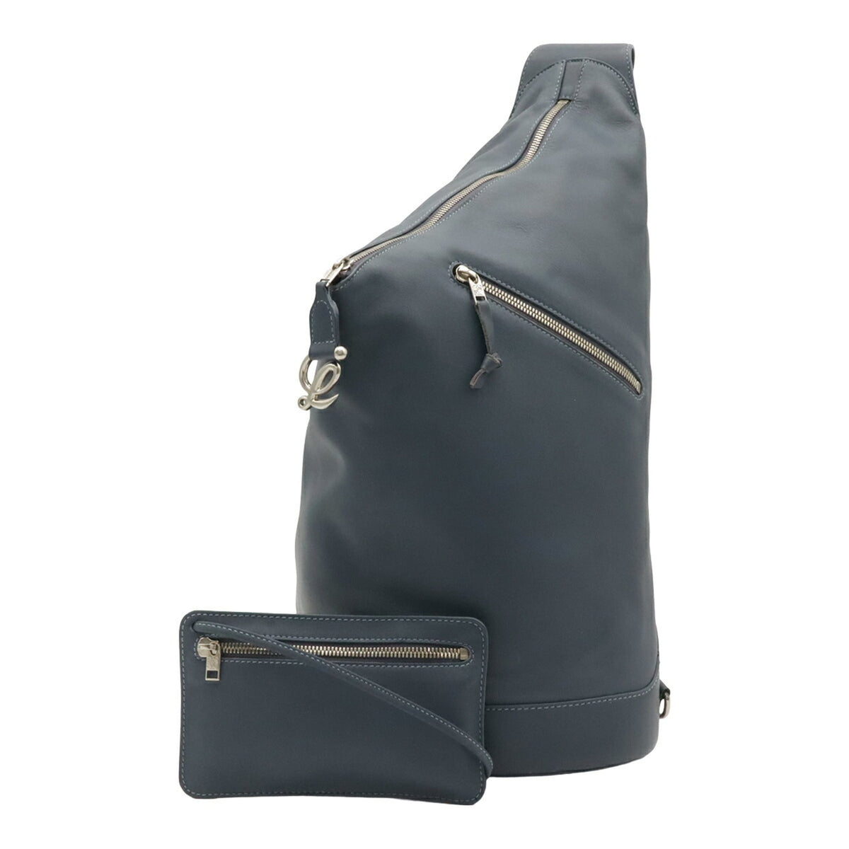 Loewe Blue Leather Pouch Shoulder Bag Sling Bag (Pre-Owned)