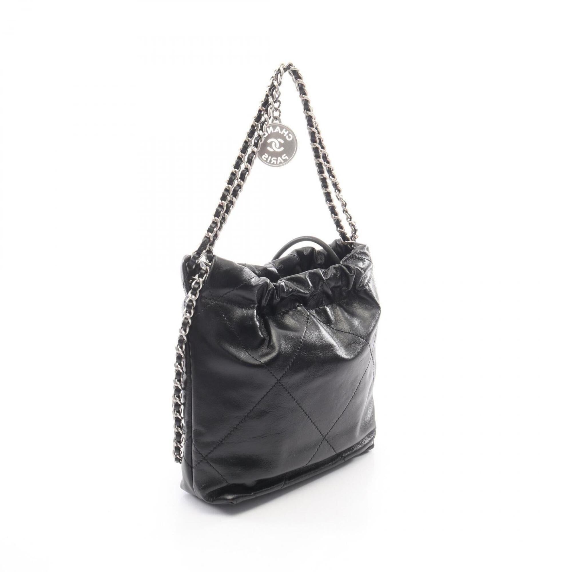 Chanel Black Leather Handbag Shoulder Bag (Pre-Owned)