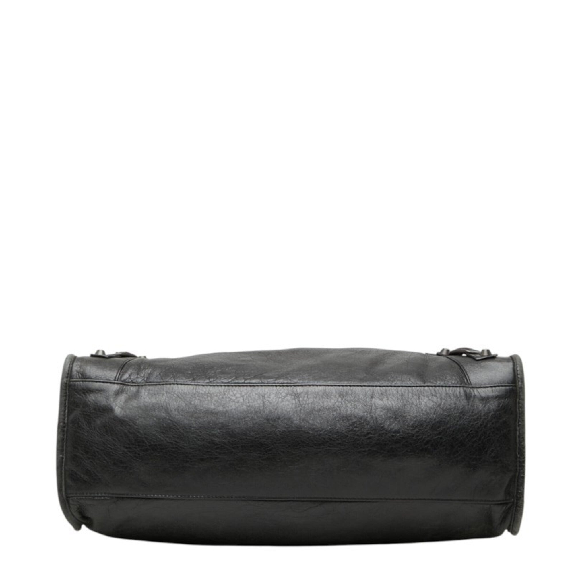 Balenciaga Black Leather Felt Handbag Shoulder Bag (Pre-Owned)