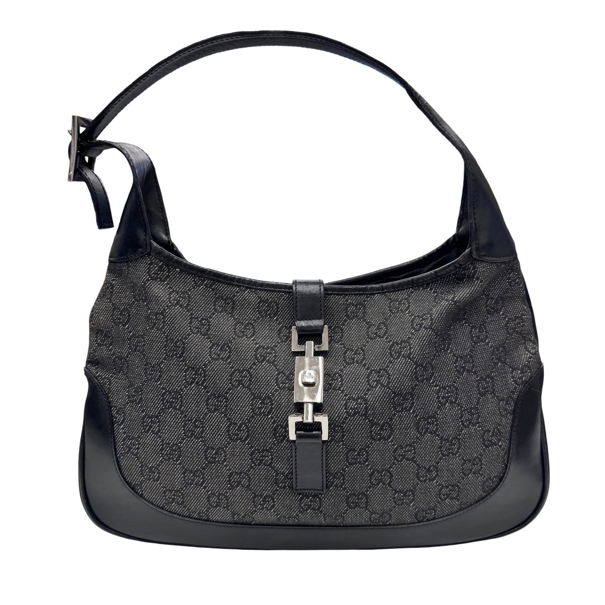 Gucci Black Canvas Leather Shoulder Bag (Pre-Owned)