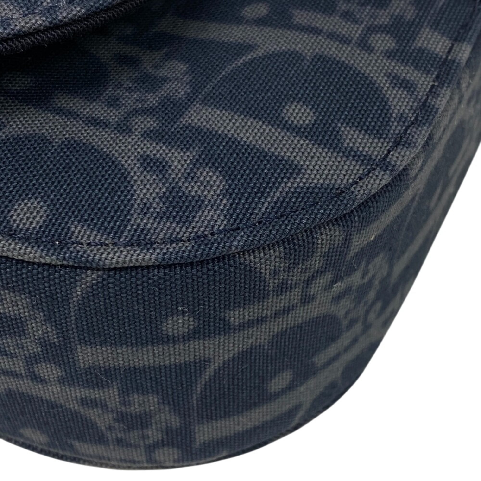 Christian Dior Navy Canvas Leather Shoulder Bag (Pre-Owned)