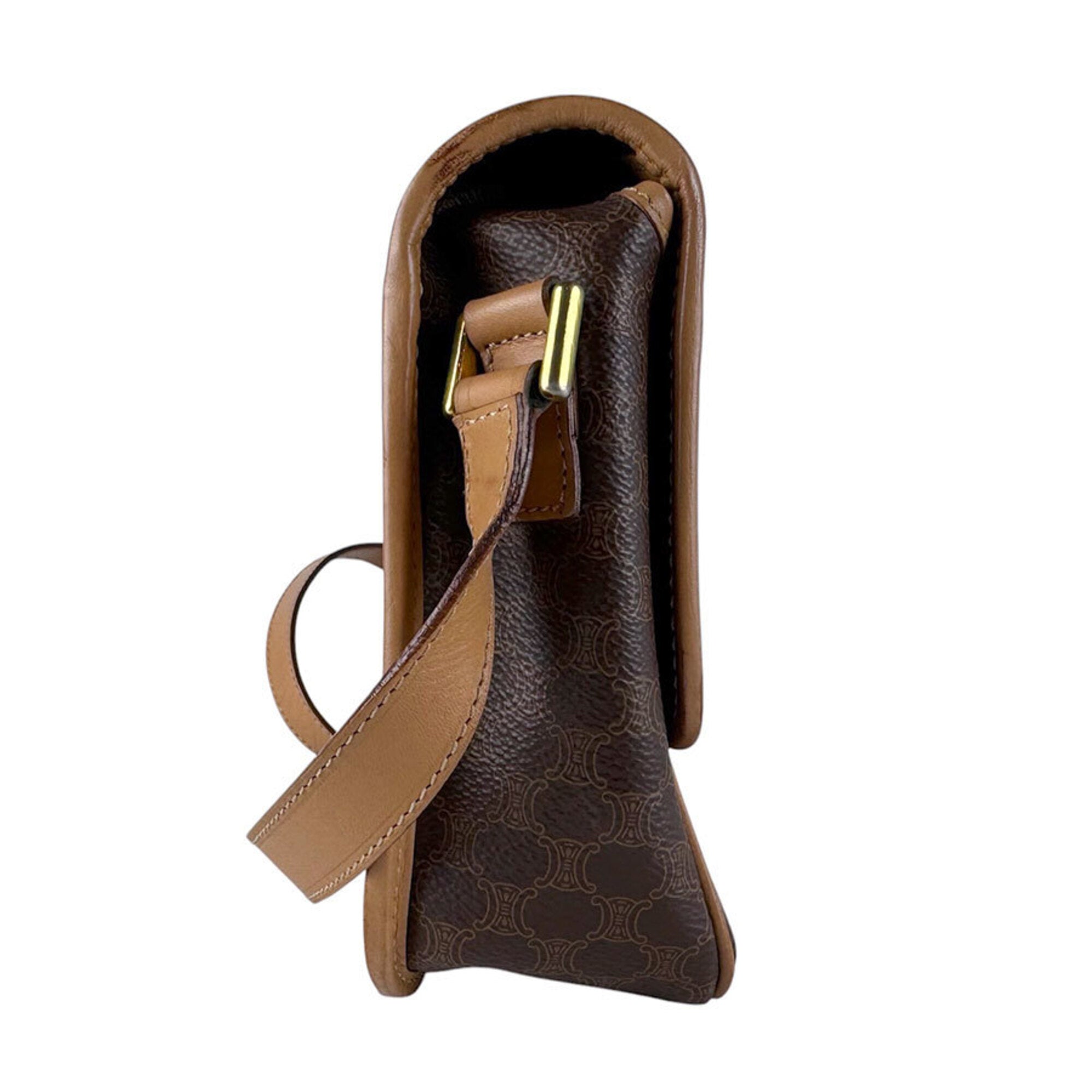 Celine Brown Coated Canvas Shoulder Bag (Pre-Owned)
