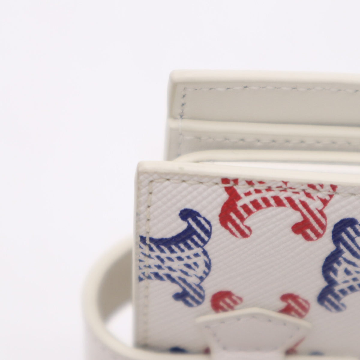 Celine Blue Red Color White Coated Canvas Leather Wallet (Bi-Fold) (Pre-Owned)