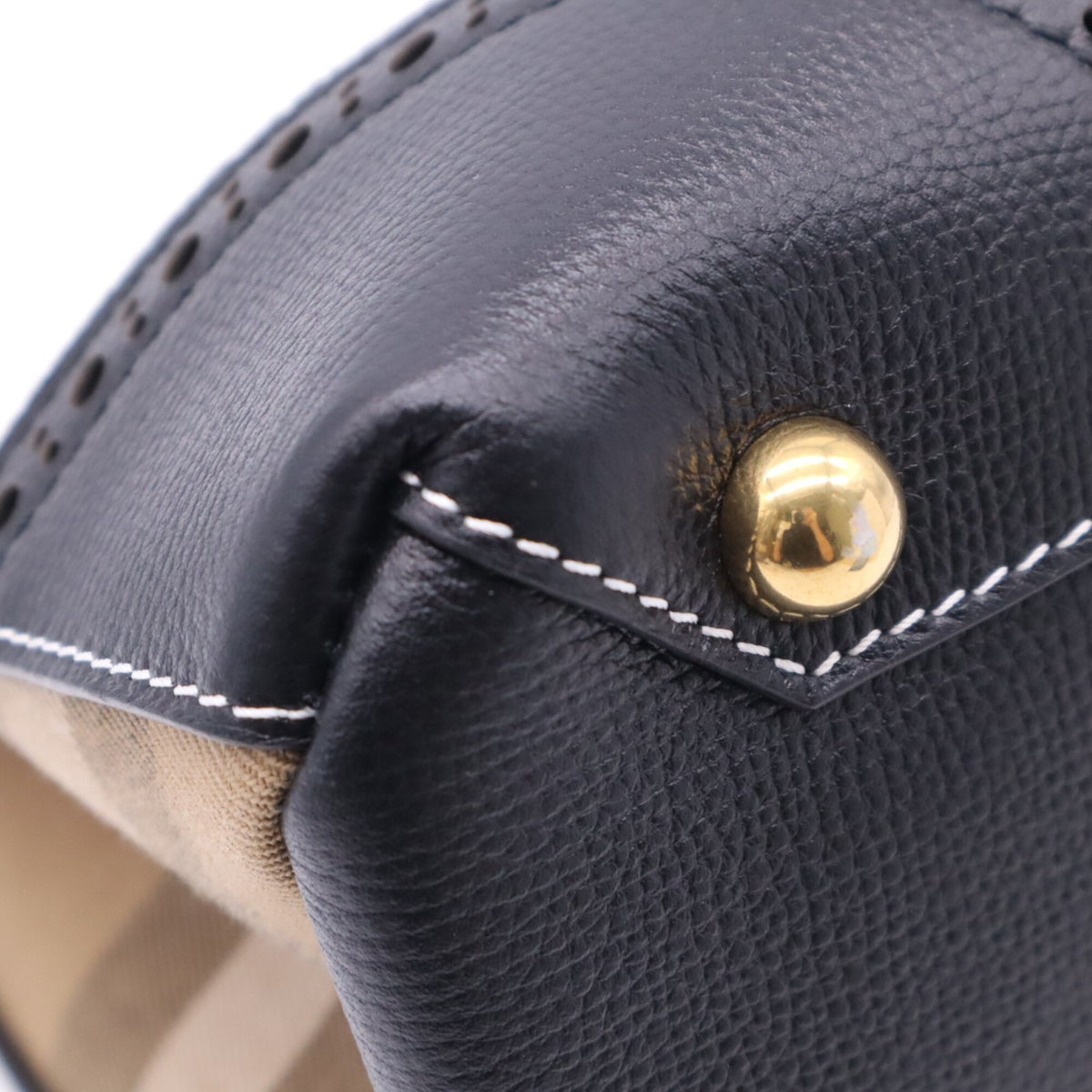 Burberry Black White Handbag Shoulder Bag (Pre-Owned)