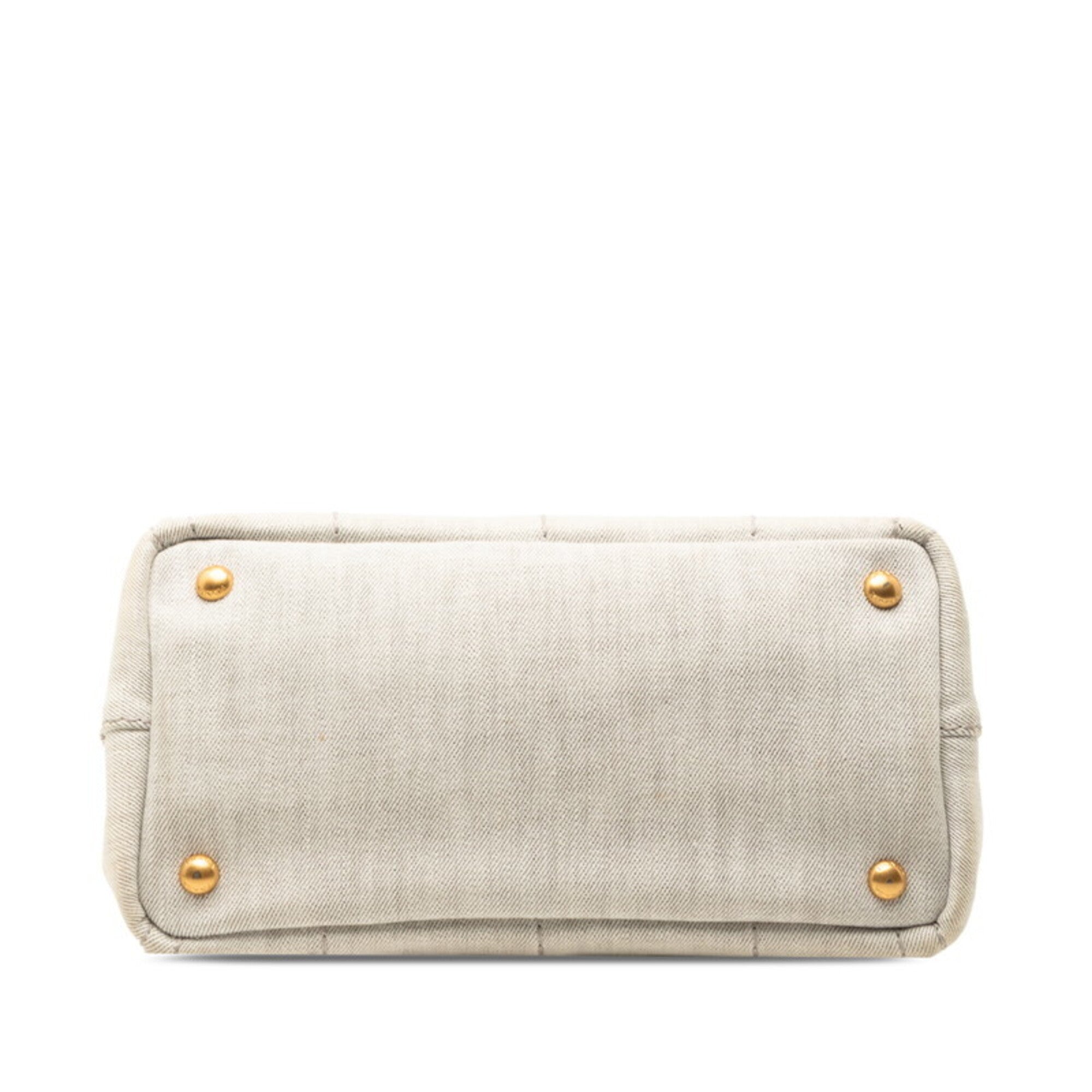 Prada Canapa Gray Canvas Handbag Shoulder Bag (Pre-Owned)