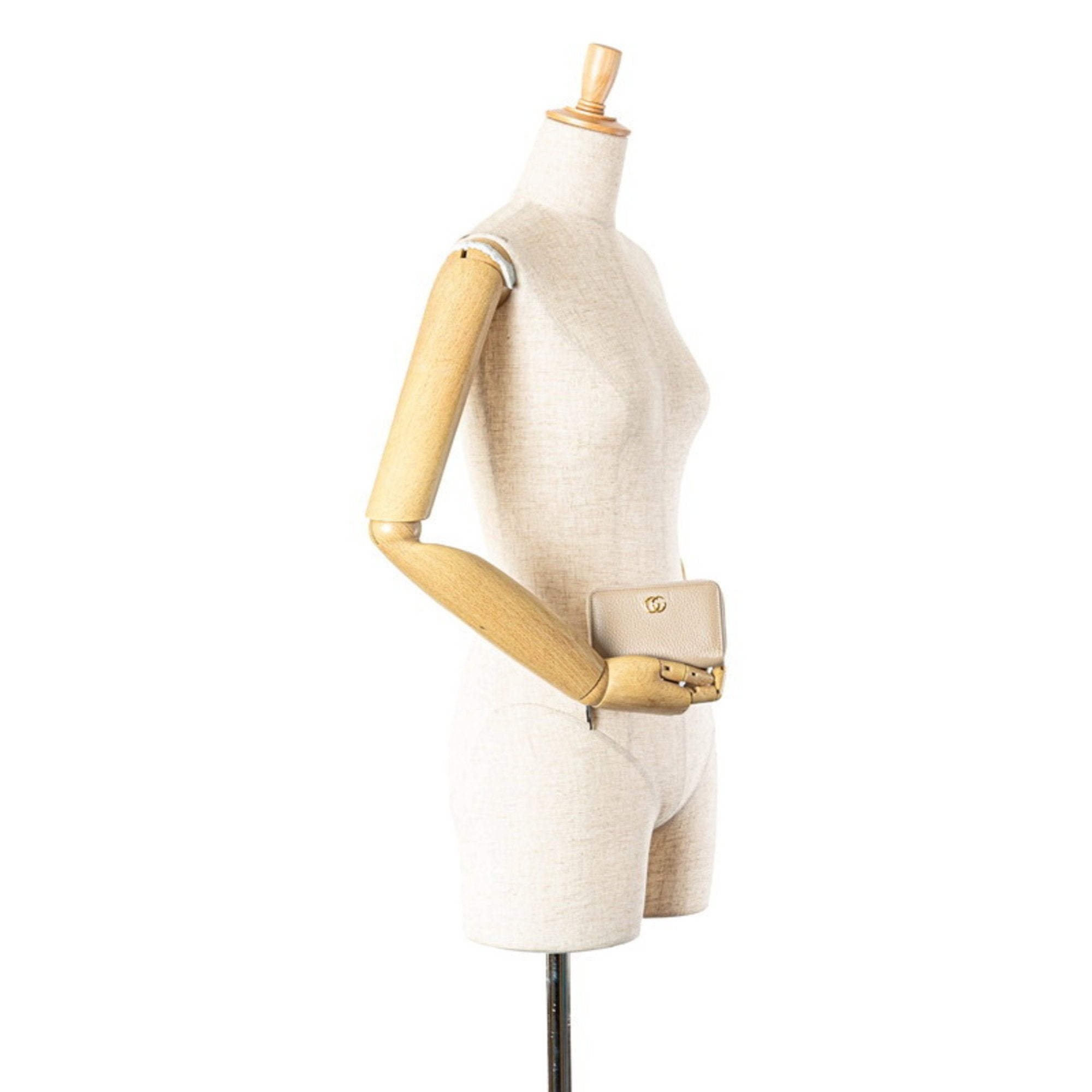 Gucci Gold Beige Leather Coin Purse/Coin Case (Pre-Owned)