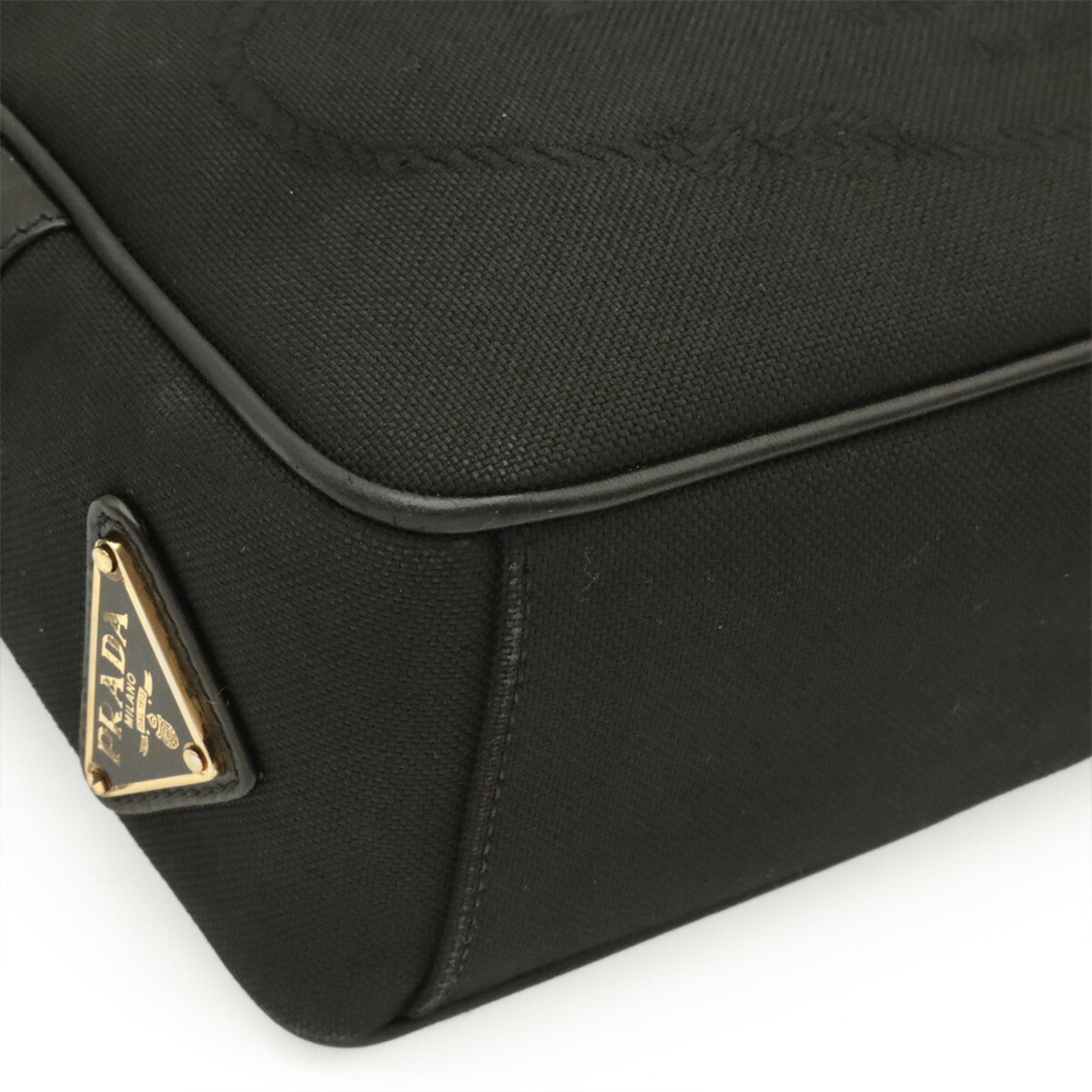 Prada Black Nero Canvas Leather Shoulder Bag (Pre-Owned)