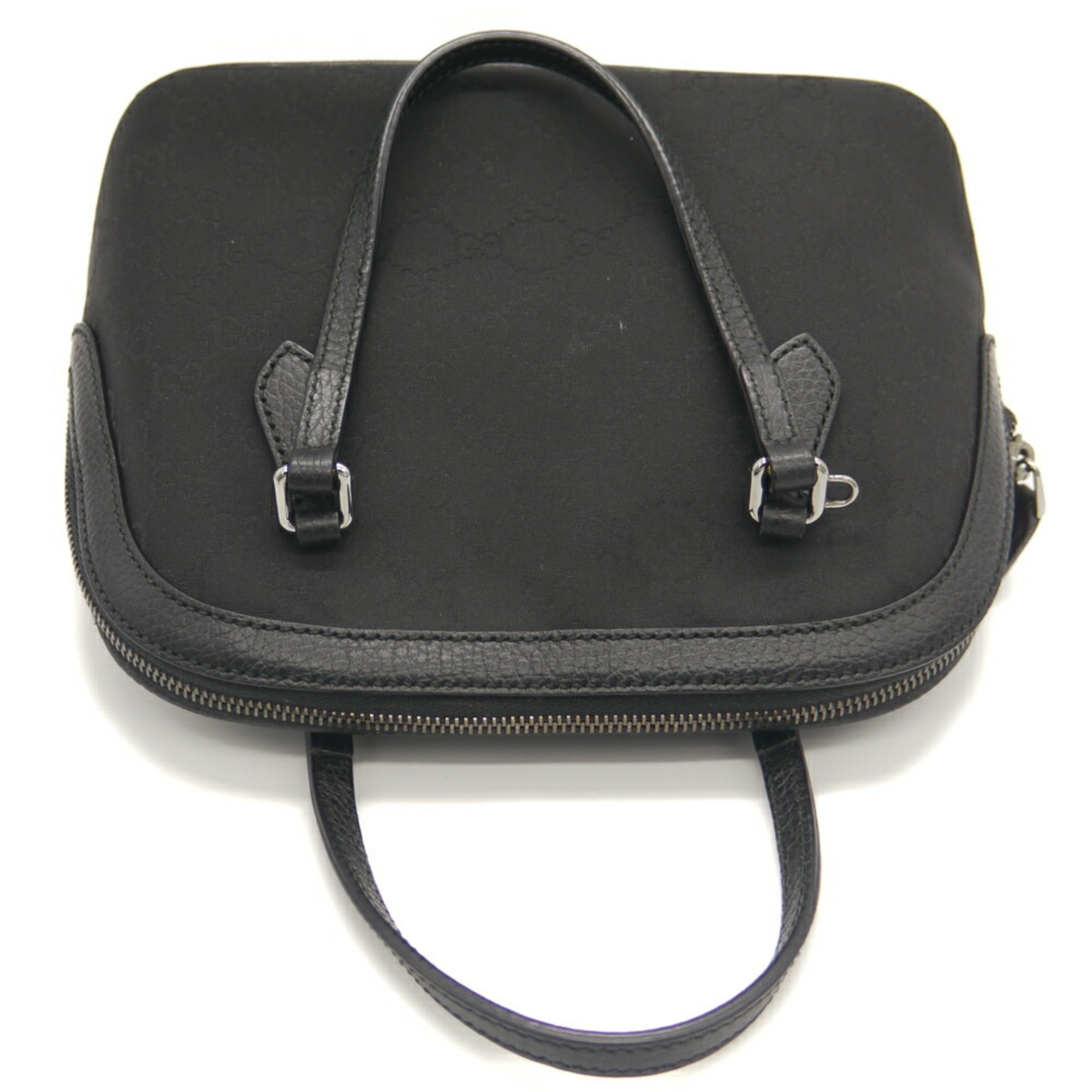 Gucci Black Nylon Leather Handbag Shoulder Bag (Pre-Owned)