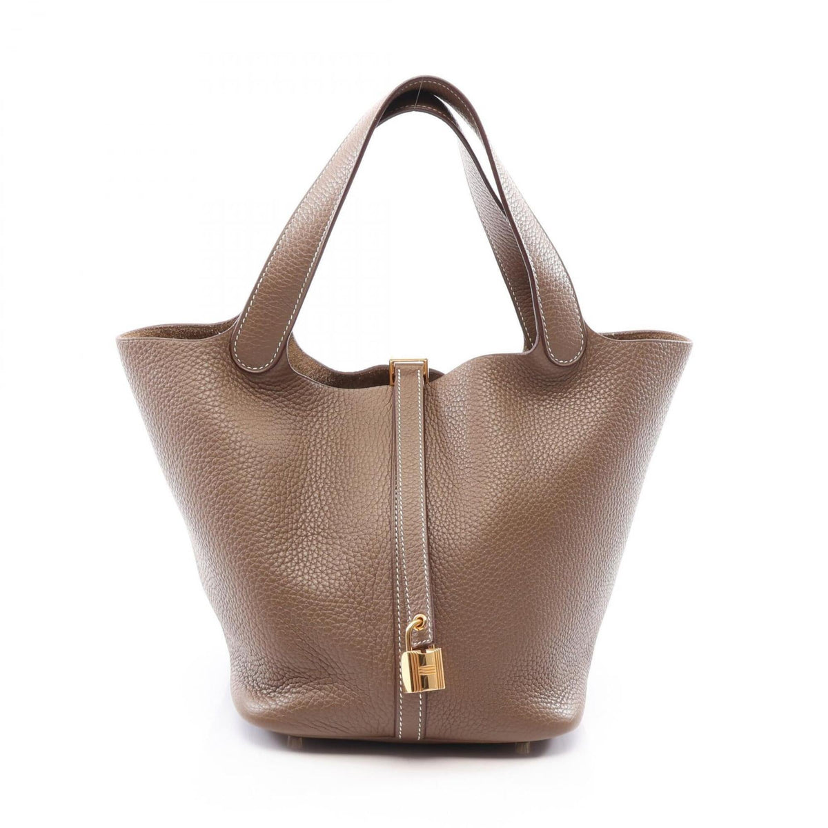 Hermes Etoupe Gray Gray Taurillon Clemence Leather Handbag (Pre-Owned)
