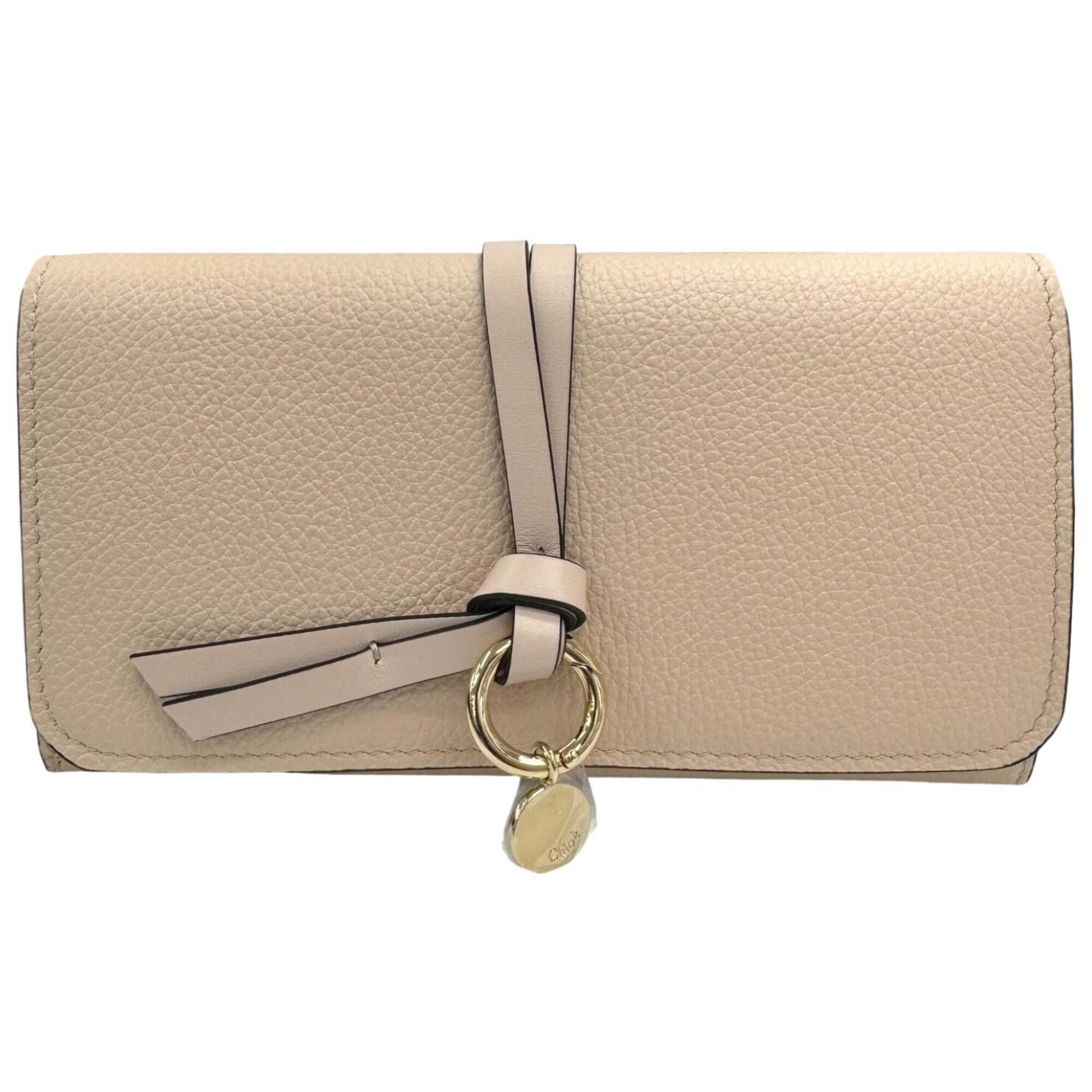 Chloé Beige Leather Long Wallet (Bi-Fold) (Pre-Owned)