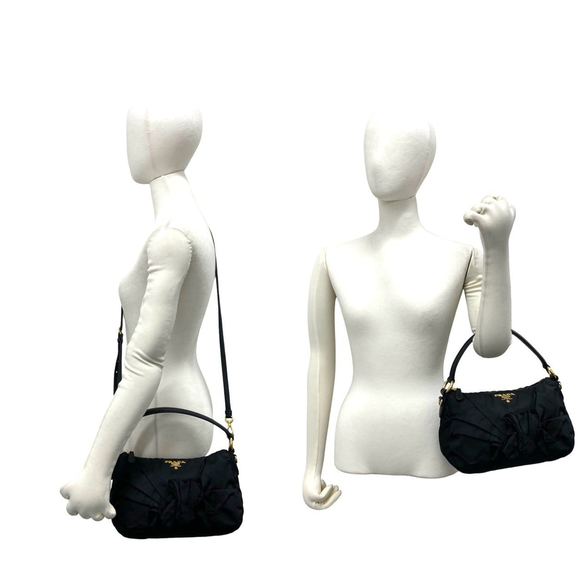 Prada Black Nylon Leather Handbag Shoulder Bag (Pre-Owned)