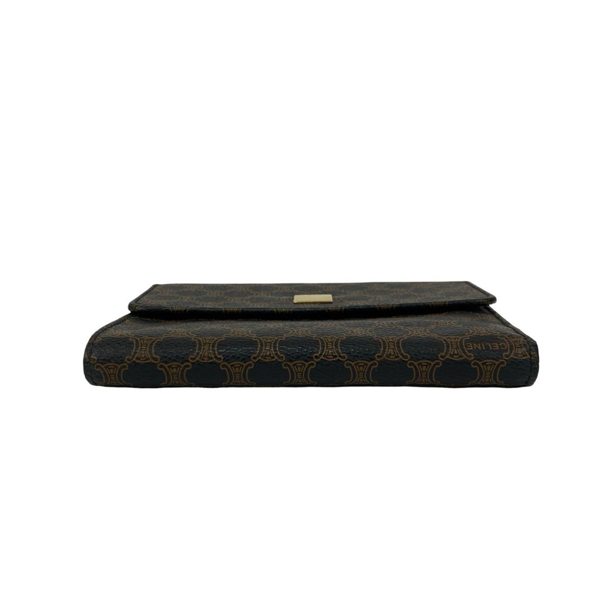 Celine Black Brown Leather Pvc Wallet (Tri-Fold) (Pre-Owned)
