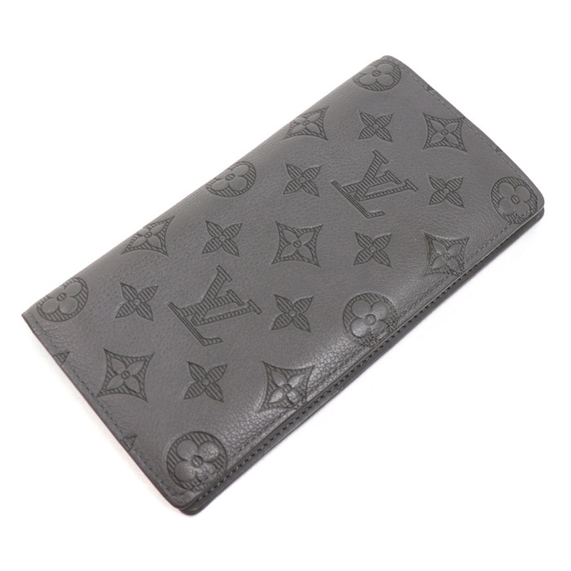 Louis Vuitton Gray Monogram Shadow Long Wallet (Bi-Fold) (Pre-Owned)