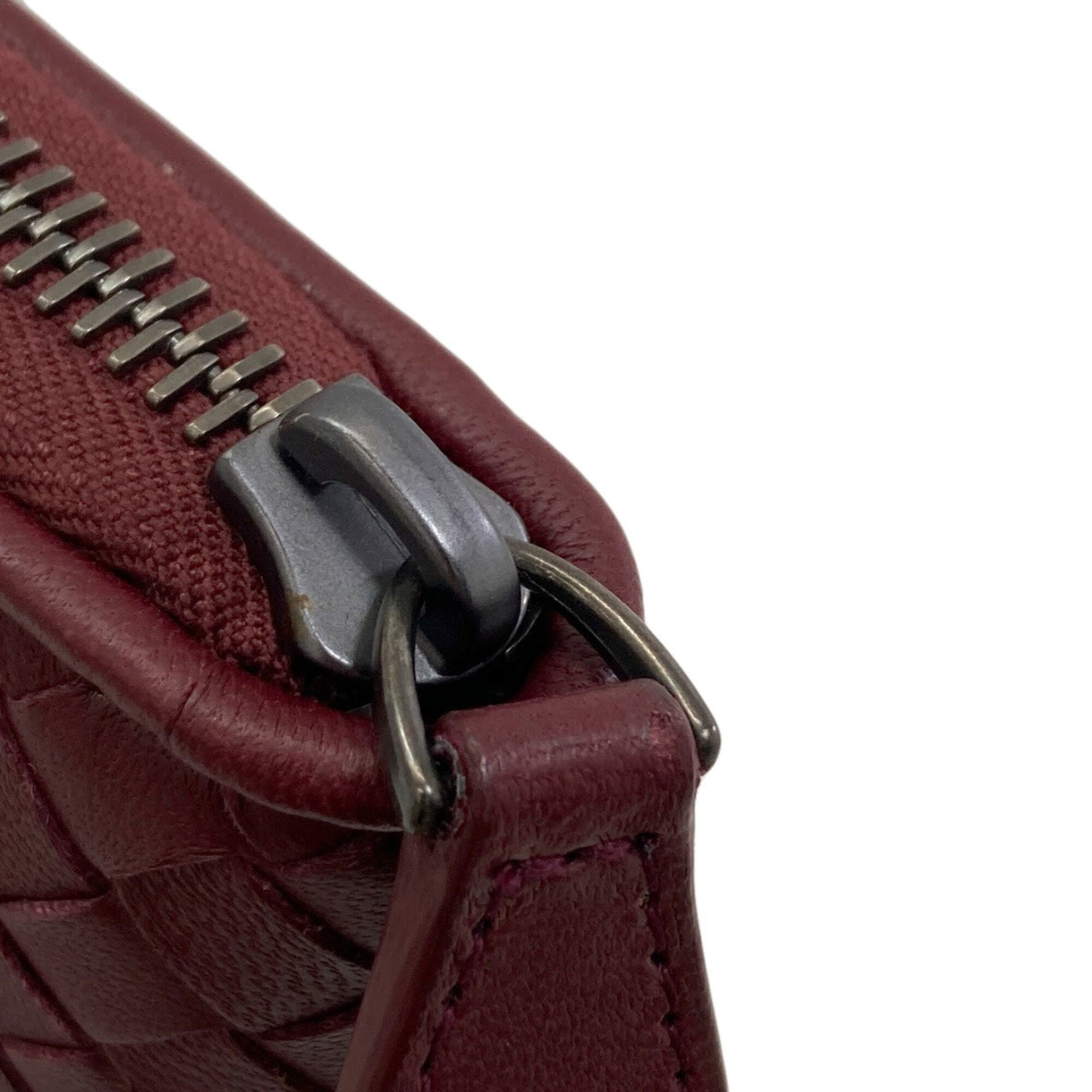 Bottega Veneta Bordeaux Leather Long Wallet (Bi-Fold) (Pre-Owned)