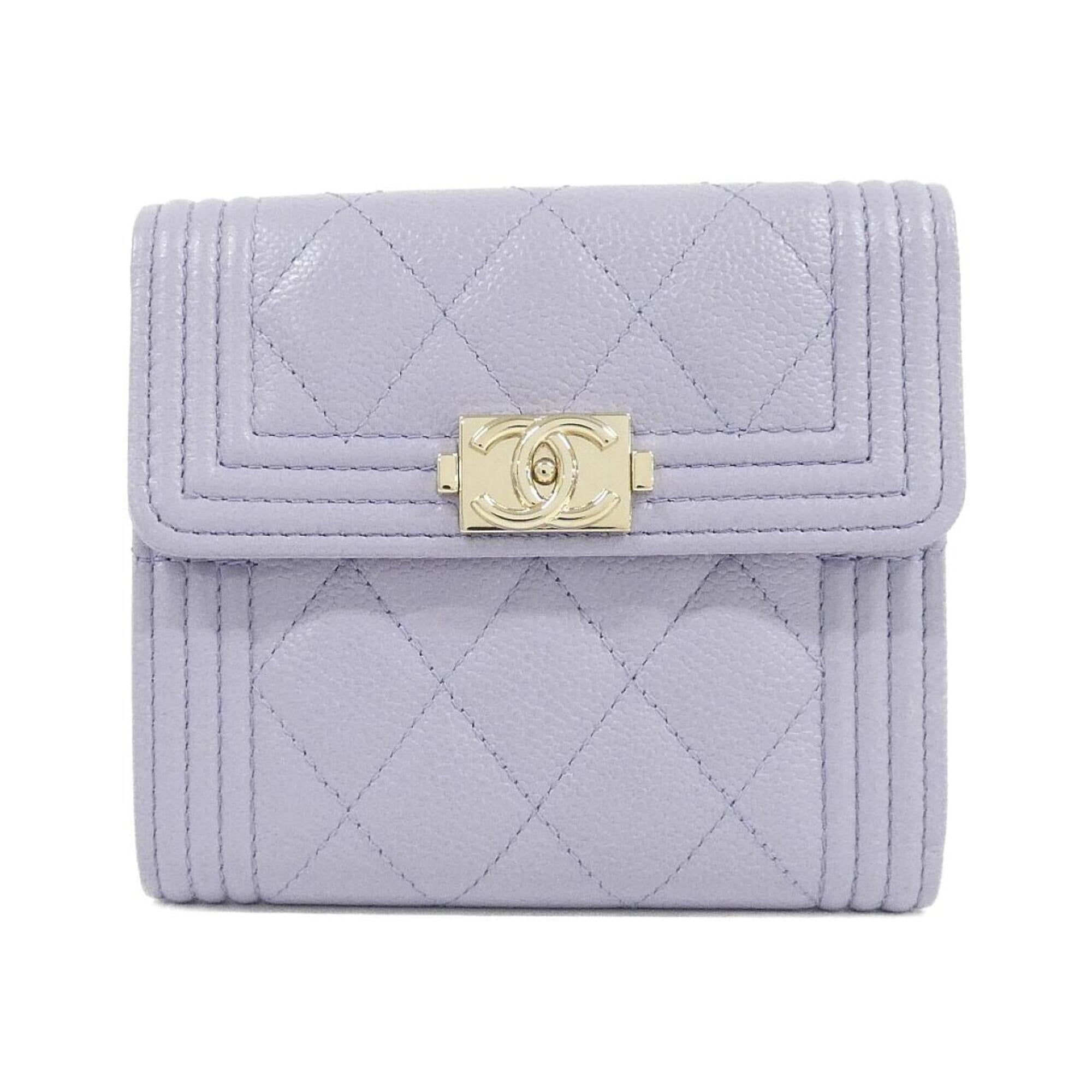 Chanel Light Purple Grained Calfskin Wallet (Tri-Fold) (Pre-Owned)