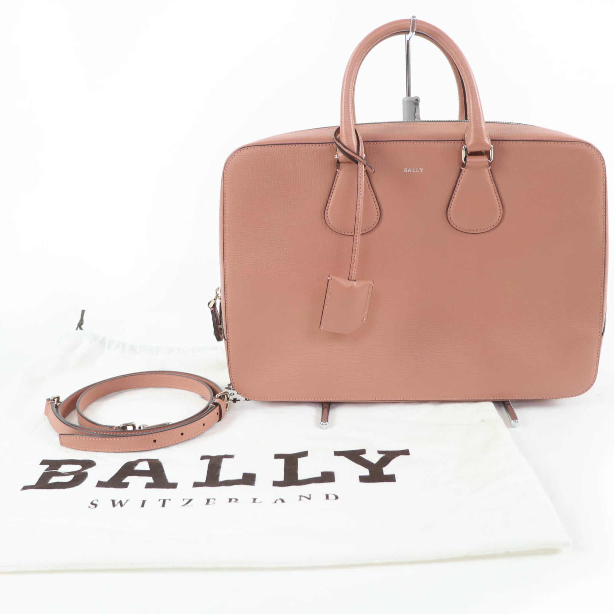 Bally Pink Leather Briefcase Handbag Shoulder Bag (Pre-Owned)