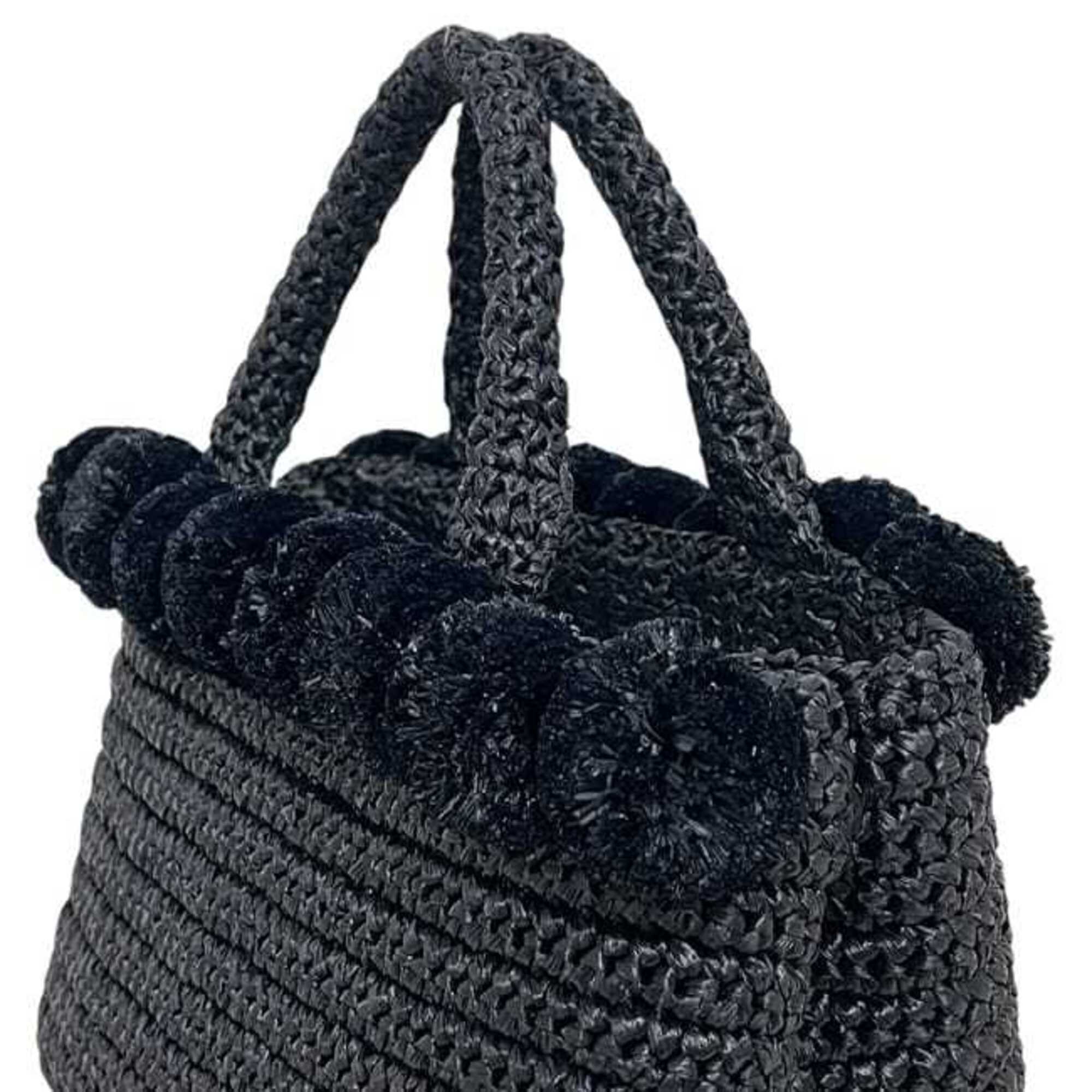 Prada Black Nero Raffia Handbag Shoulder Bag (Pre-Owned)