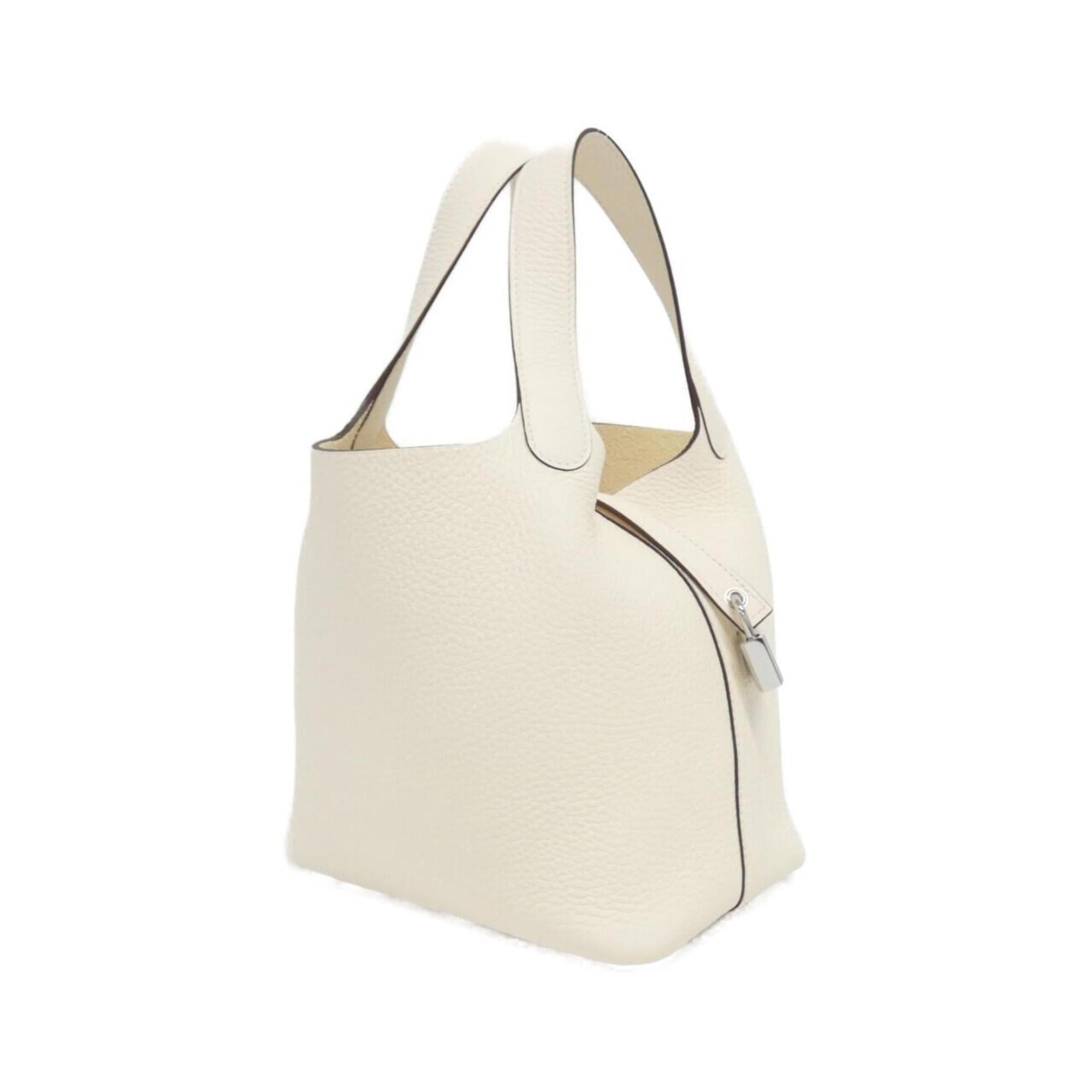 Hermes White Taurillon Clemence Leather Handbag (Pre-Owned)