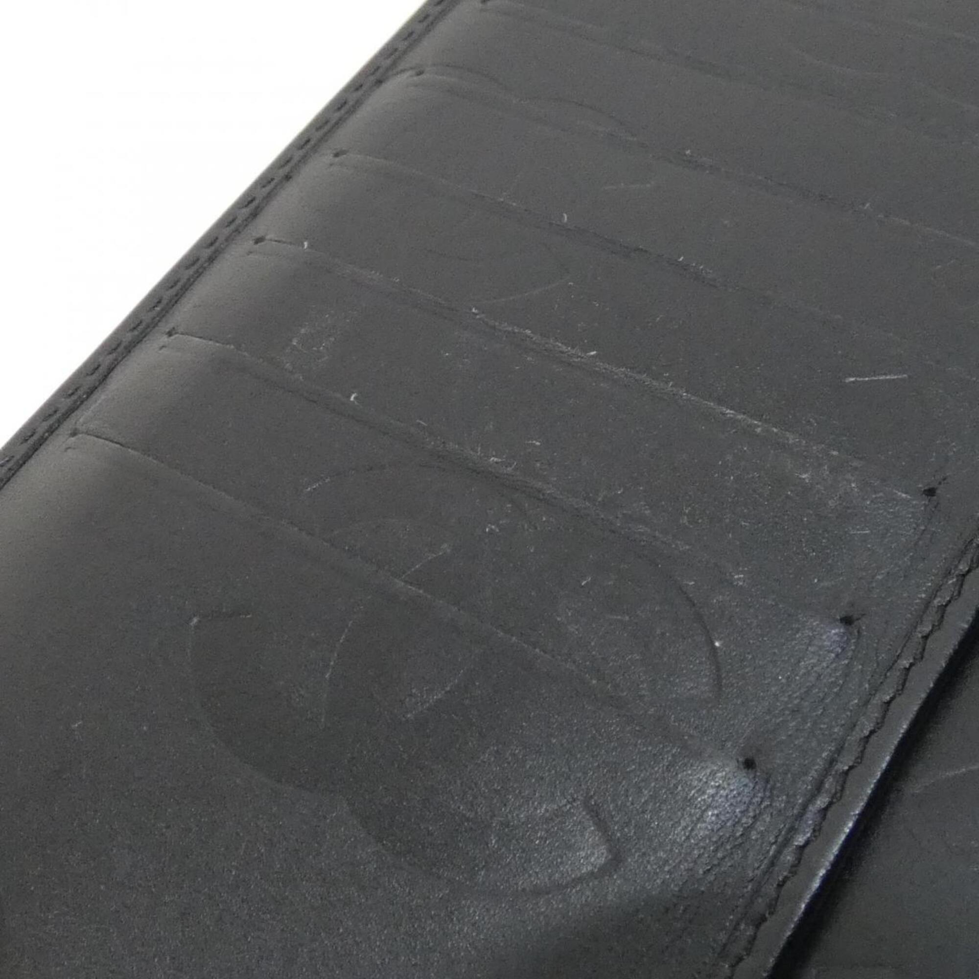Chanel Black Leather Long Wallet (Bi-Fold) (Pre-Owned)