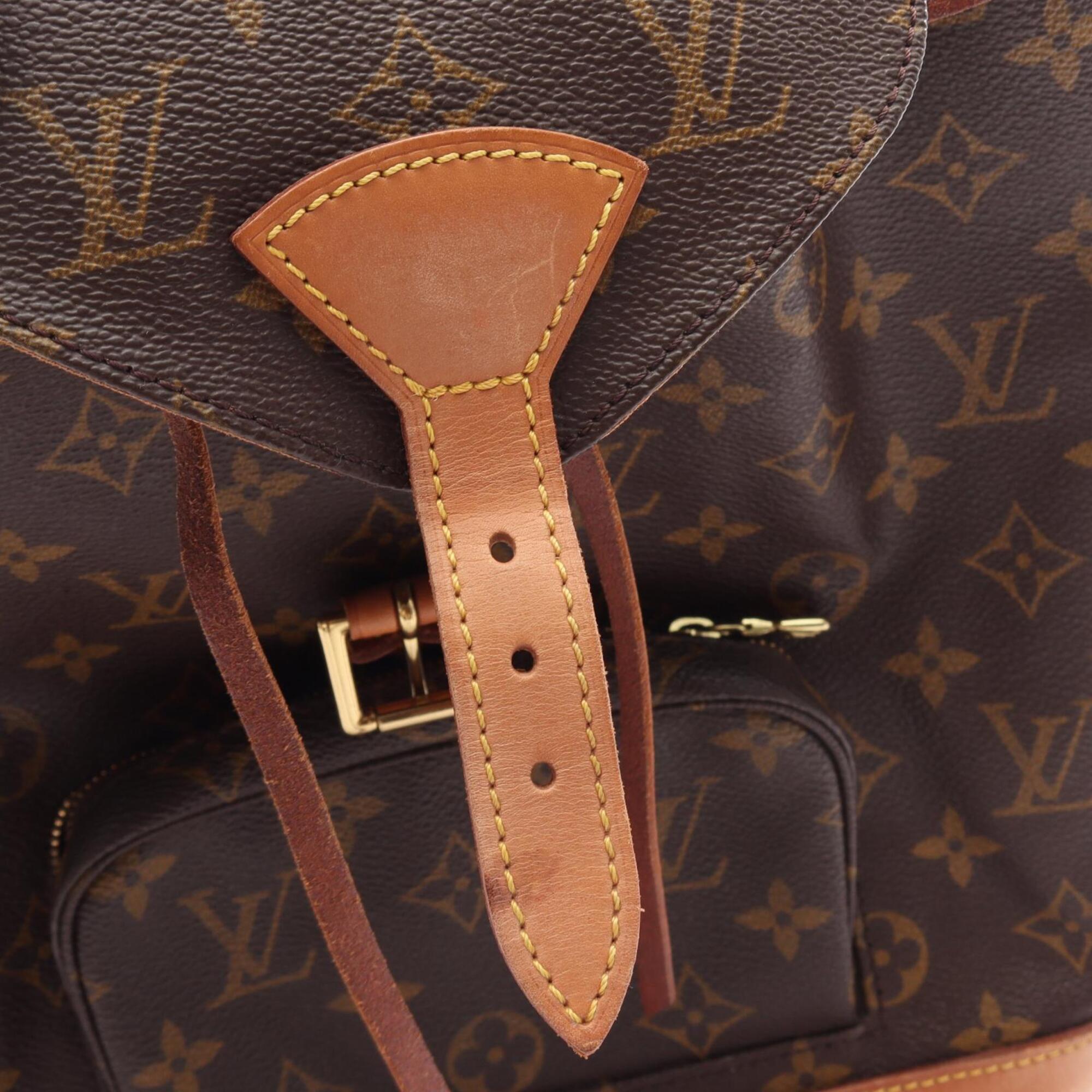 Louis Vuitton Brown Coated Canvas Leather Backpack Handbag (Pre-Owned)