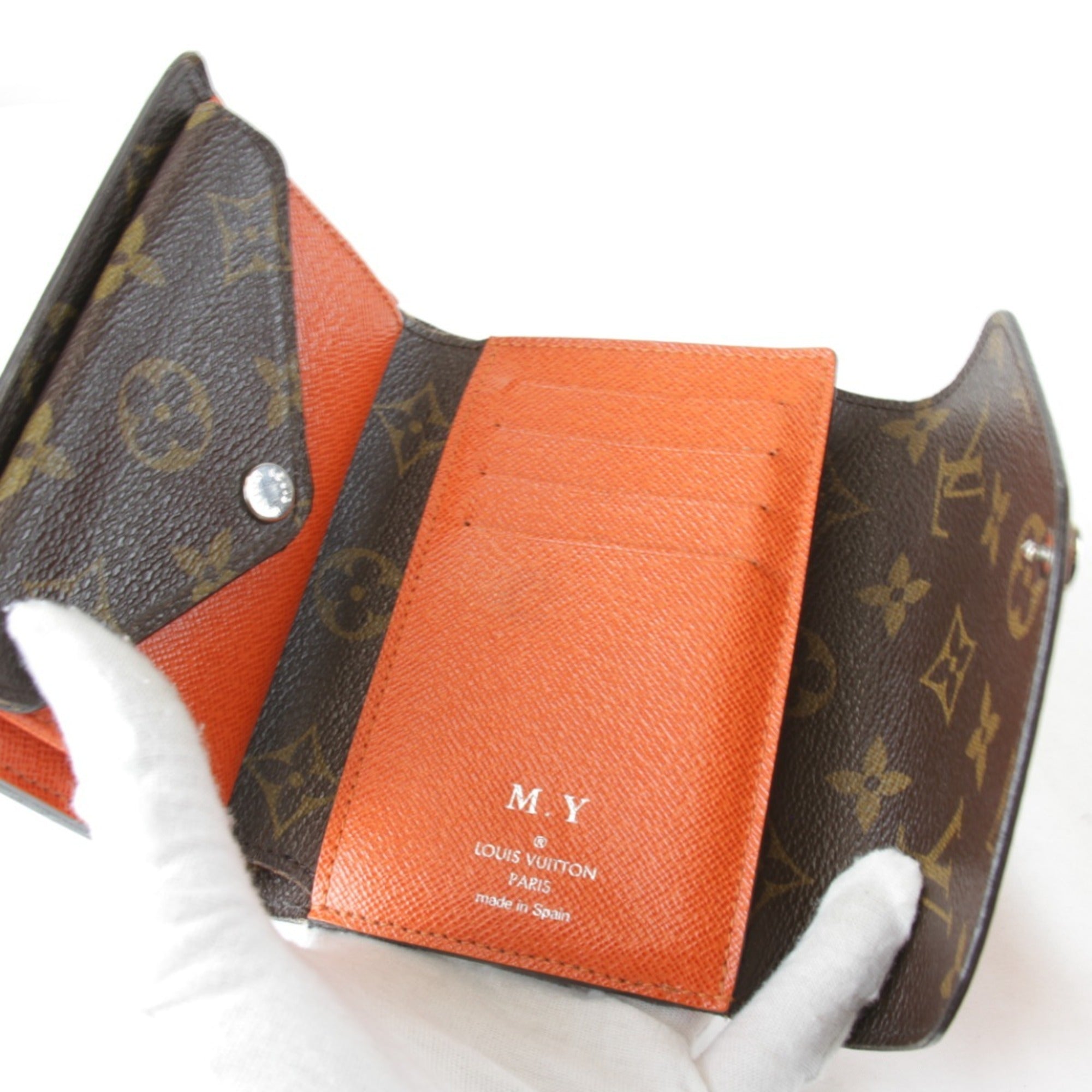 Louis Vuitton Brown Monogram Orange Monogram Epi Leather Wallet (Tri-Fold) (Pre-Owned)