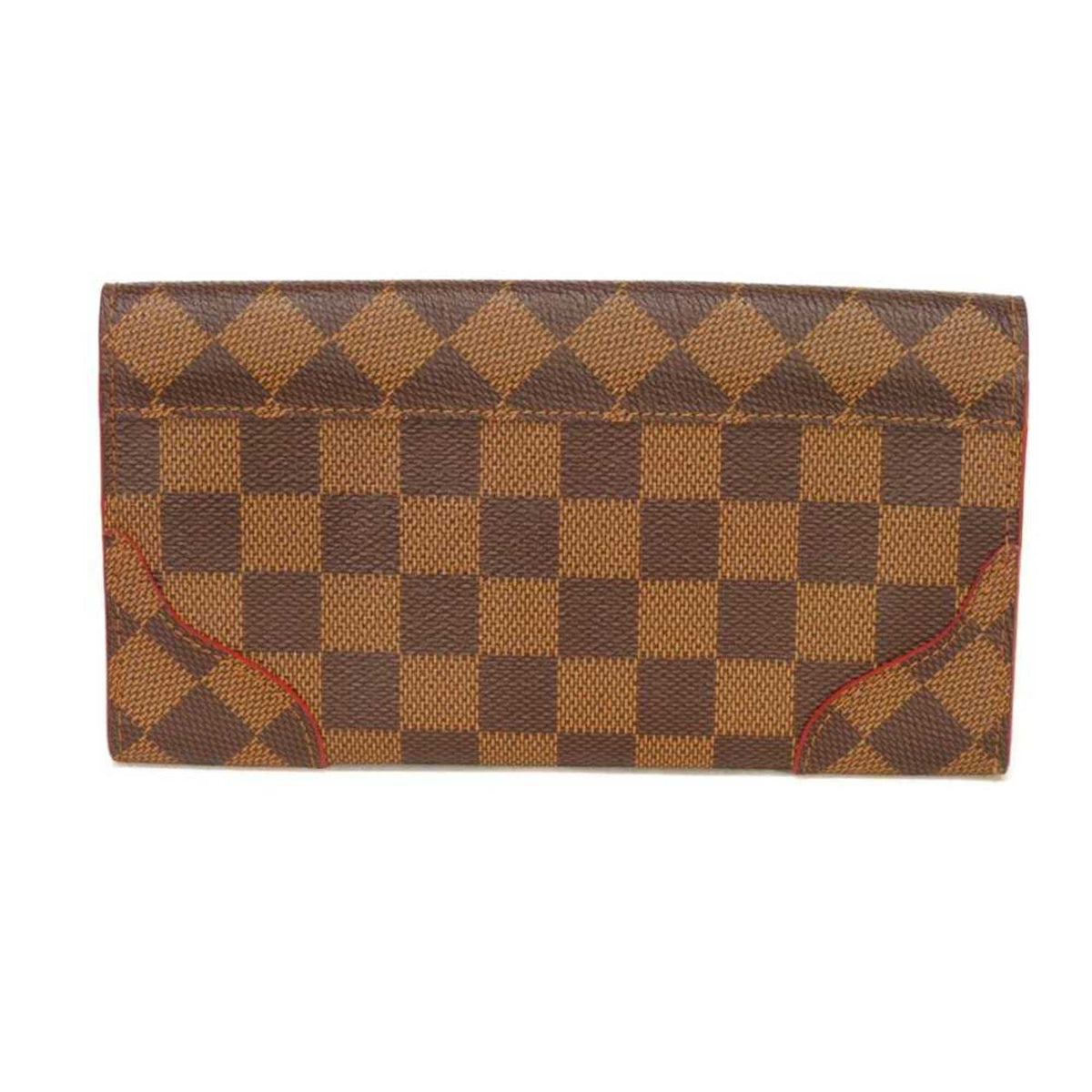 Louis Vuitton Brown Cerise Damier Canvas Ebene Red Color Damier Canvas Long Wallet (Bi-Fold) (Pre-Owned)